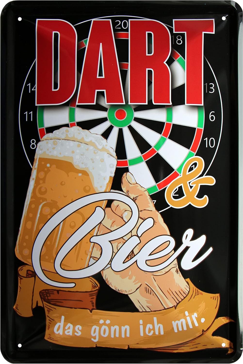 WOGEKA ART Metallbild Dart und Bier gönn ich mir - 20 x 30 cm Retro Blechsc günstig online kaufen