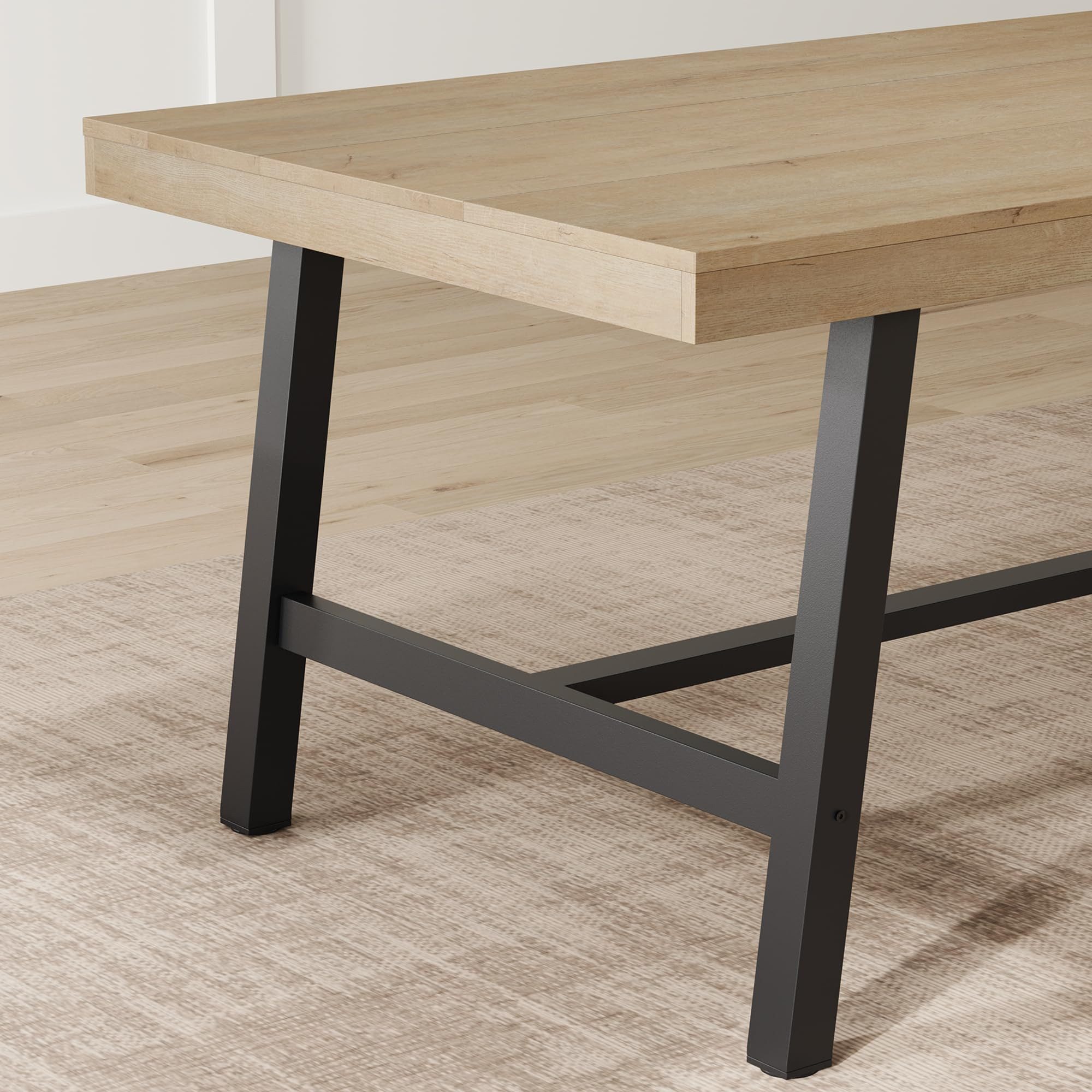 GarveeMore Esstisch 180 cm Großer rechteckiger Esstisch MDF-Tischplatte Holzoptik (1Tisch), Metallgestell Robust Multifunktionaler Esstisch für 6 bis 8 Personen – Bild 5 von 5