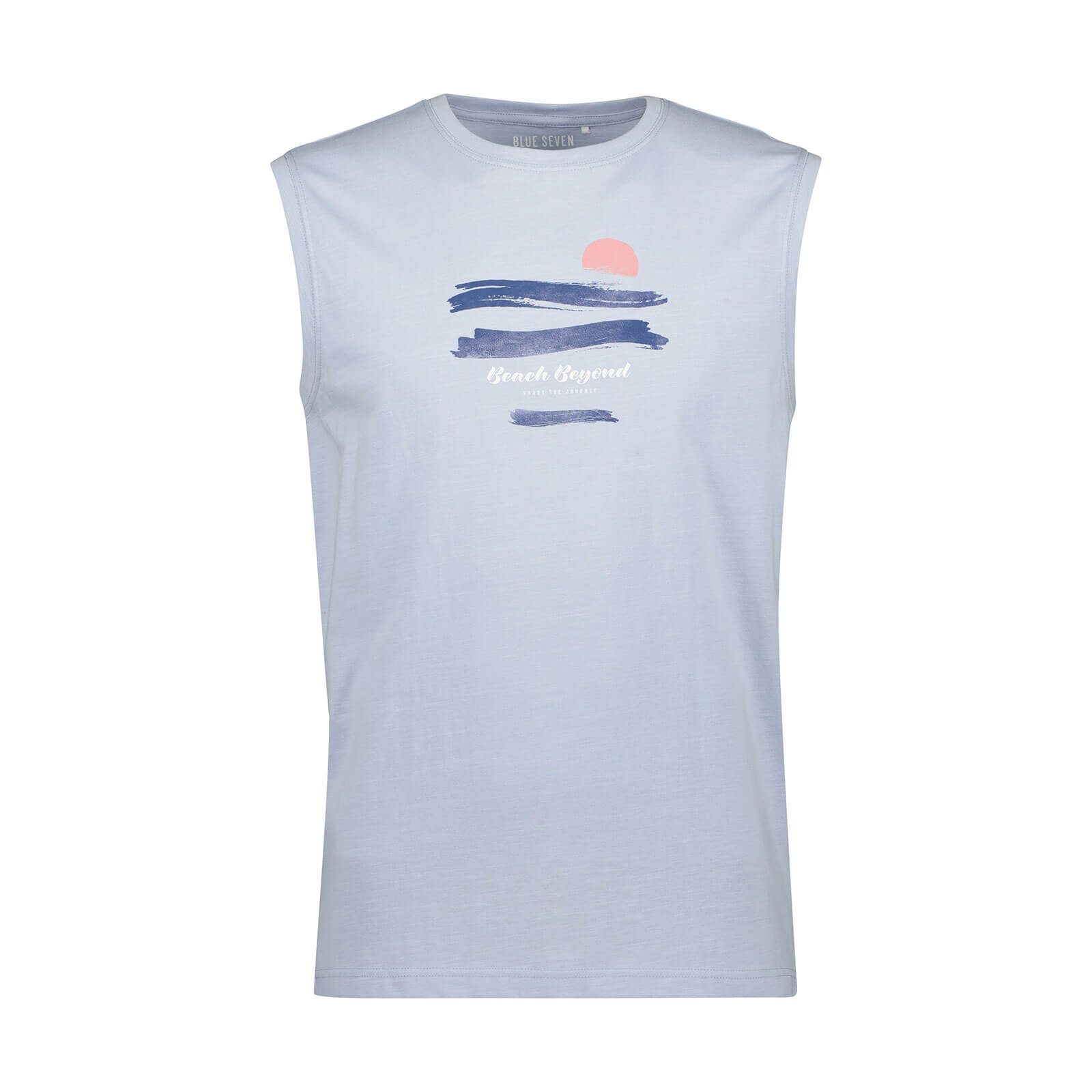 Blue Seven Rundhalsshirt 300038 Herren Muskel-Shirt - Trägershirt Sommershirt Ärmellos Moderner Frontprint im maritimen Stil, Baumwolle, Rundhalsausschnitt