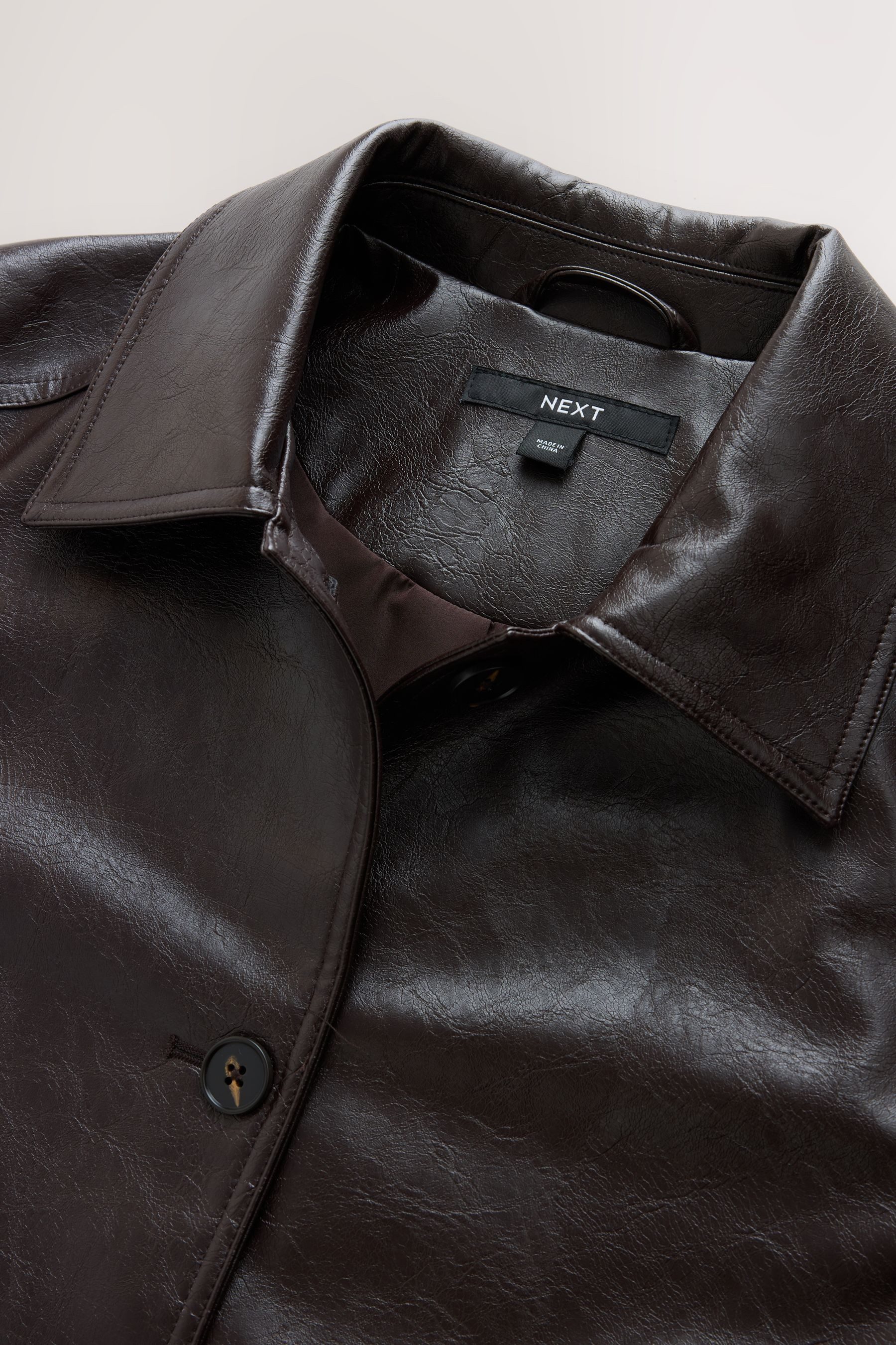 Next Lederjacke Geknöpfte Jacke aus Kunstleder, Kurzgröße (1-St) – Bild 3 von 5