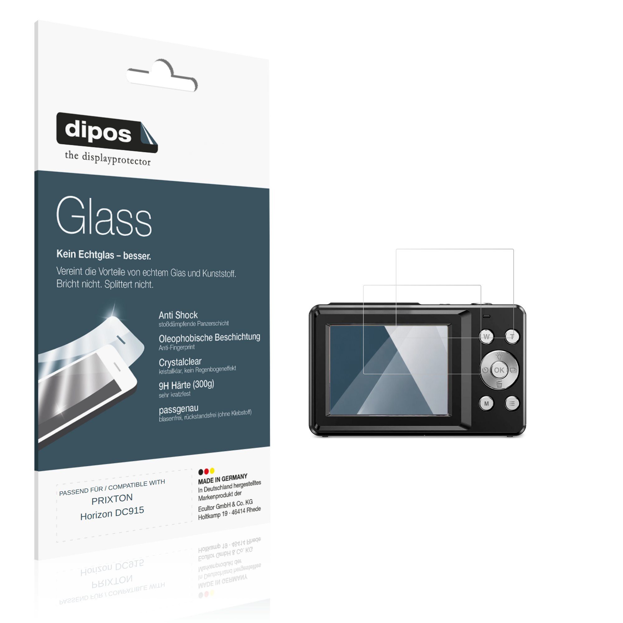 dipos Displayschutzfolie Schutzfolie für PRIXTON Horizon DC915, 2 Stück, Displayschutz Schutz Folie Made in Germany