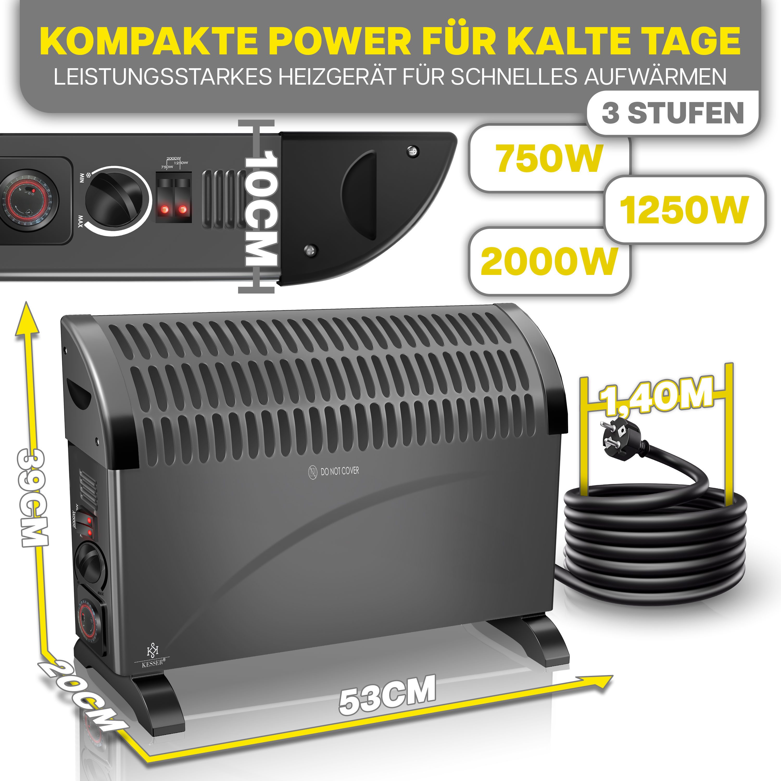 KESSER Konvektor, 2000 W, Konvektor 2000 günstig online kaufen