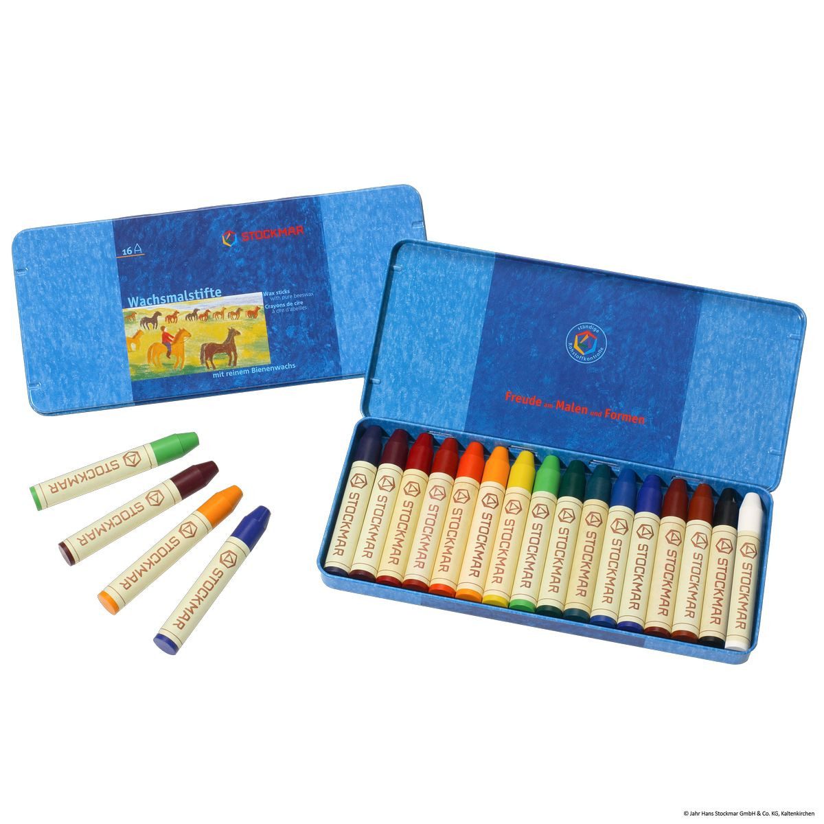 Stockmar Wachsmalstift STOCKMAR Wachsmalstifte 16 Stück Metalletui