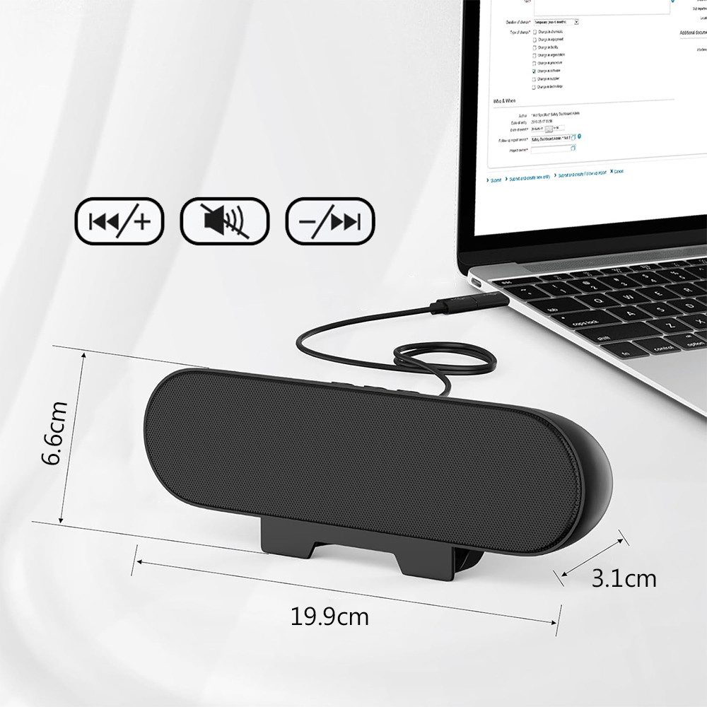 TUWENA PC Lautsprecher, USB Monitor Lautsprecher mit Clip-On,Desktop-Soundbar PC-Lautsprecher (Für PC Monitor, Laptop, Handy, Desktop, Mac, Outdoor, Plug and Play)
