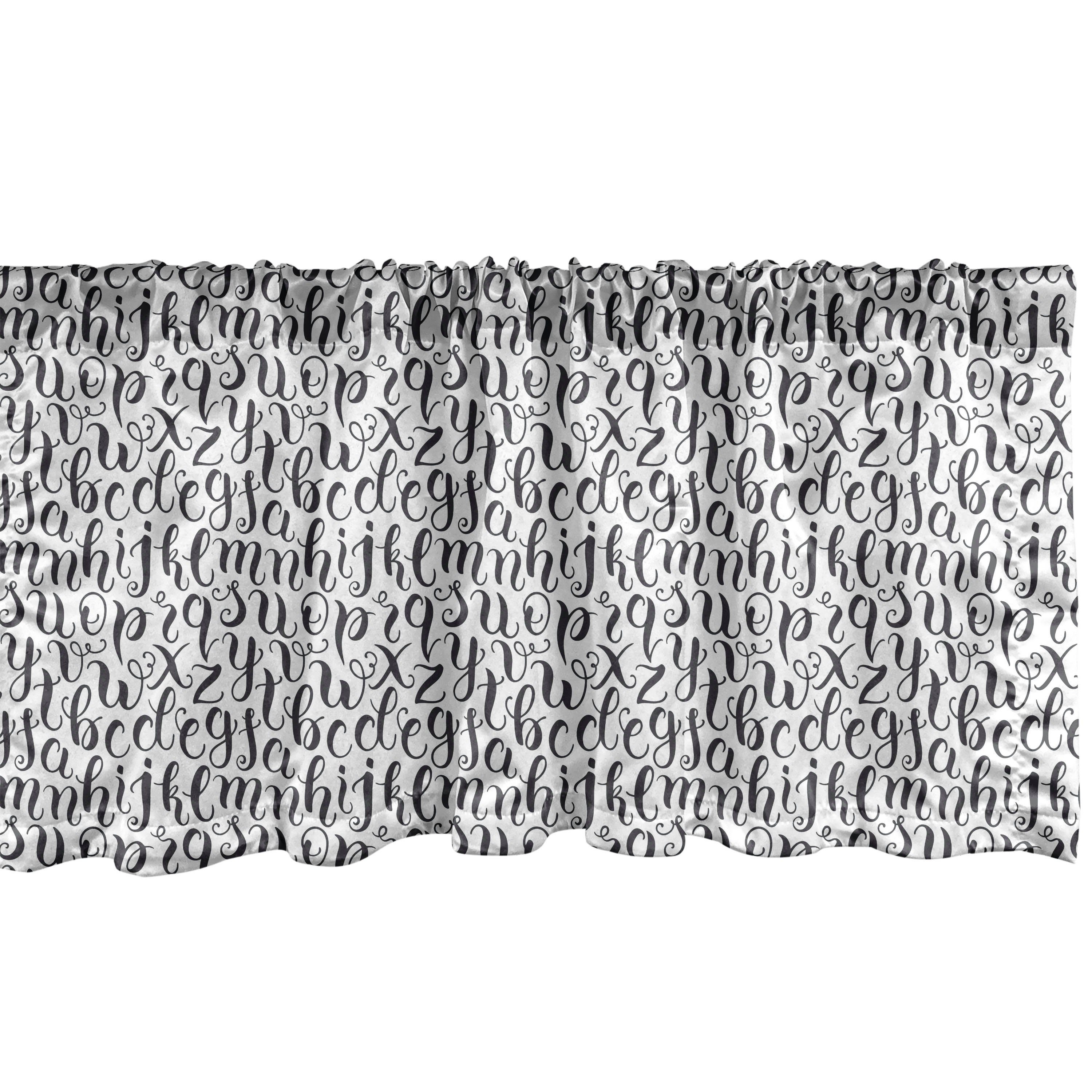 Scheibengardine Vorhang Volant für Küche Alphabet Stangentasche, Microfaser, Abakuhaus, Schlafzimmer Dekor mit Cursive geschrieben Hand und