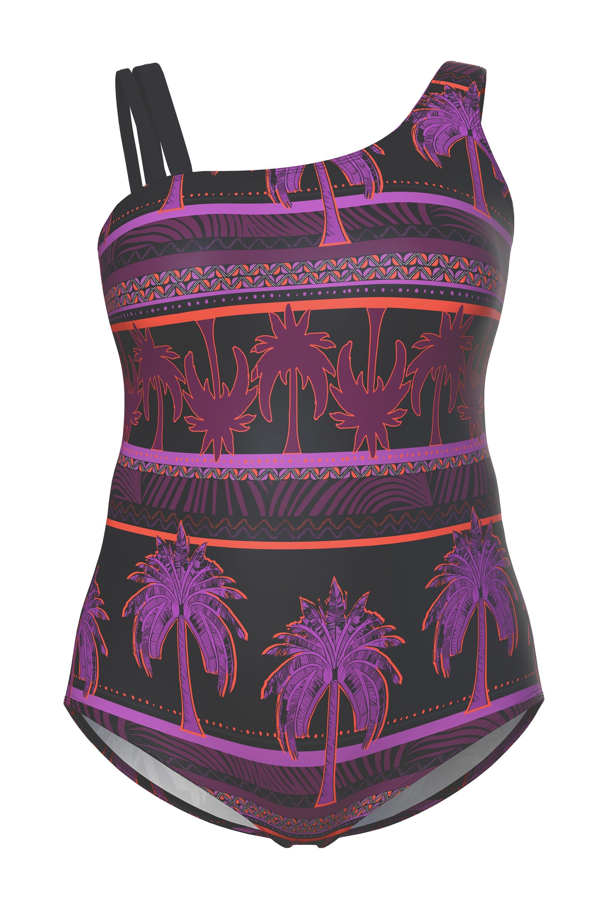 Ulla Popken Badeanzug Badeanzug Palmen Softcups geteilter Träger günstig online kaufen