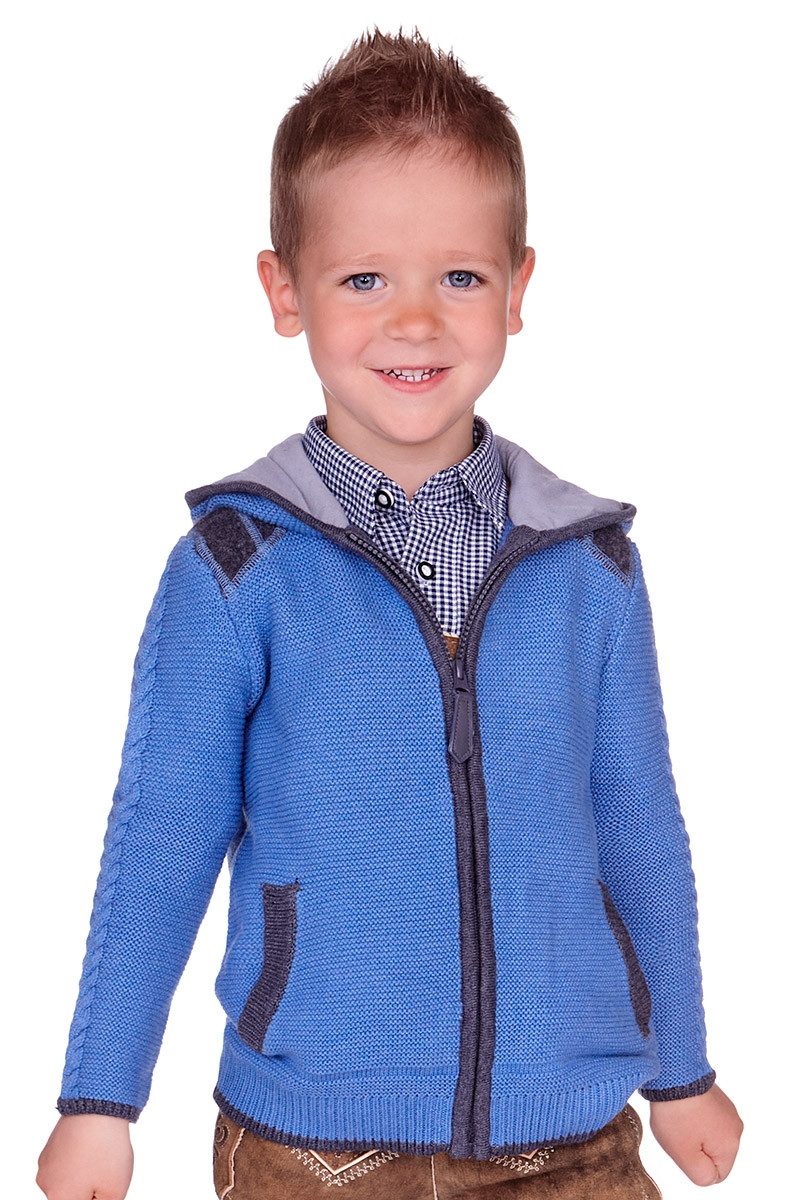 Spieth & Wensky Trachtenjacke Strickjacke Kinder - SPECHT - blau/grau, grau/blau