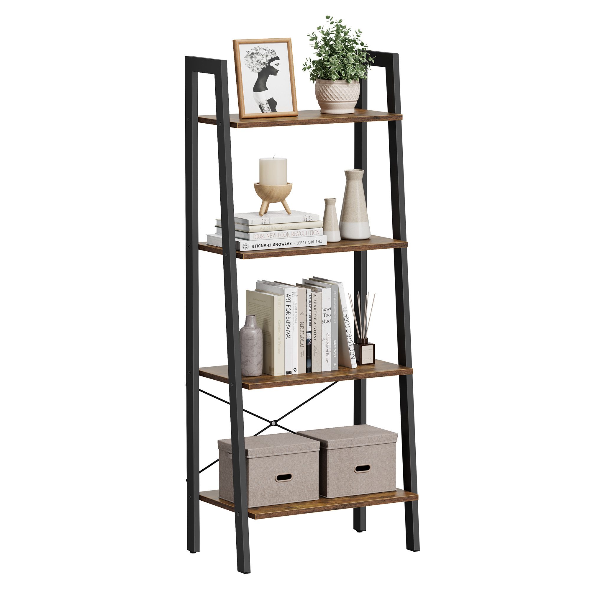 VASAGLE Standregal, Bücherregal, Leiterregal, mit 4/5 günstig online kaufen