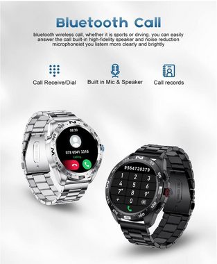 Lige Smartwatch, Herren Mit 2 Armbänder Wasserdicht Telefonfunktion iOS Android Rund