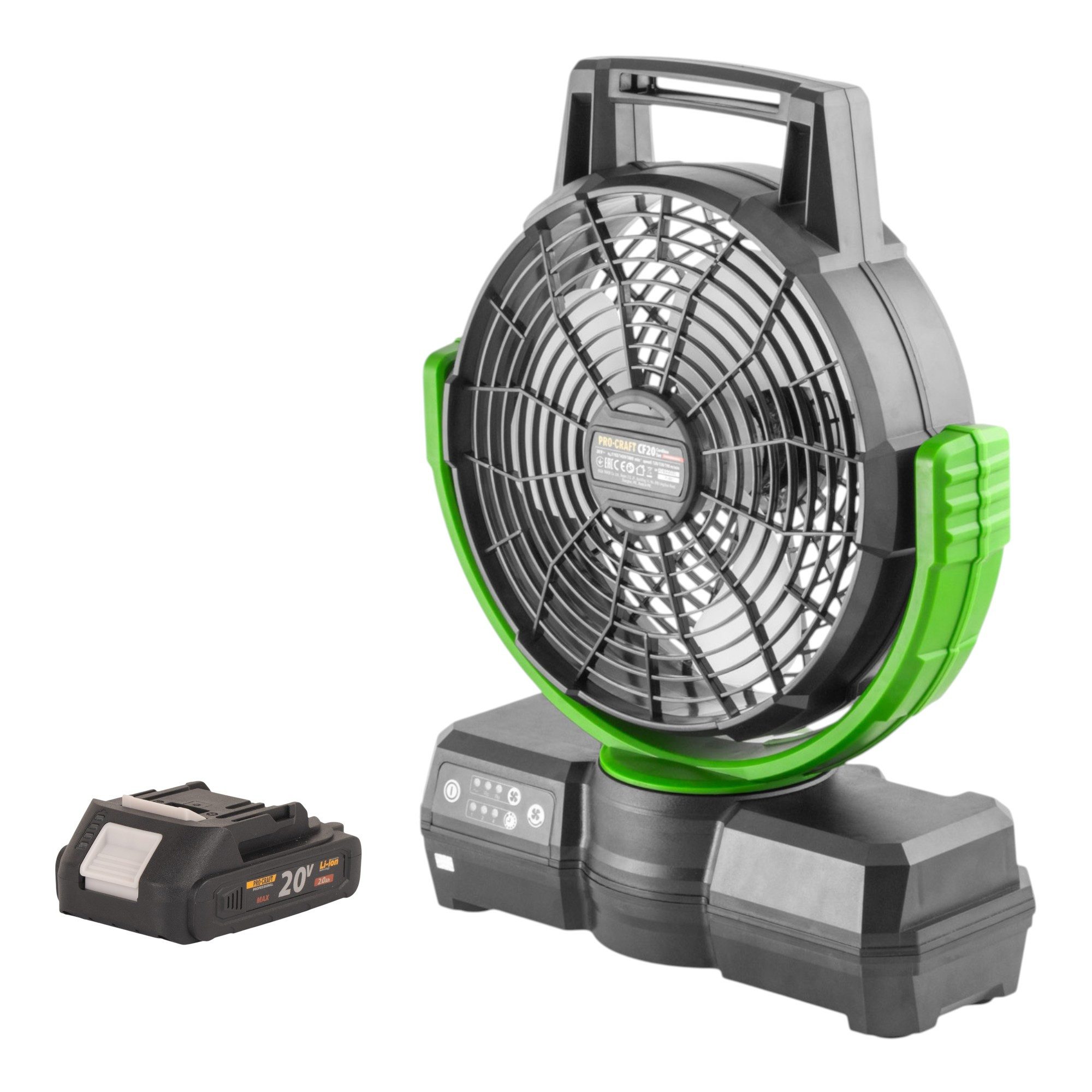 PRO CRAFT Akku-Standventilator CF20bb Akku Ventilator 20V 235 mm + 1x Akku 2,0 Ah - ohne Ladegerät
