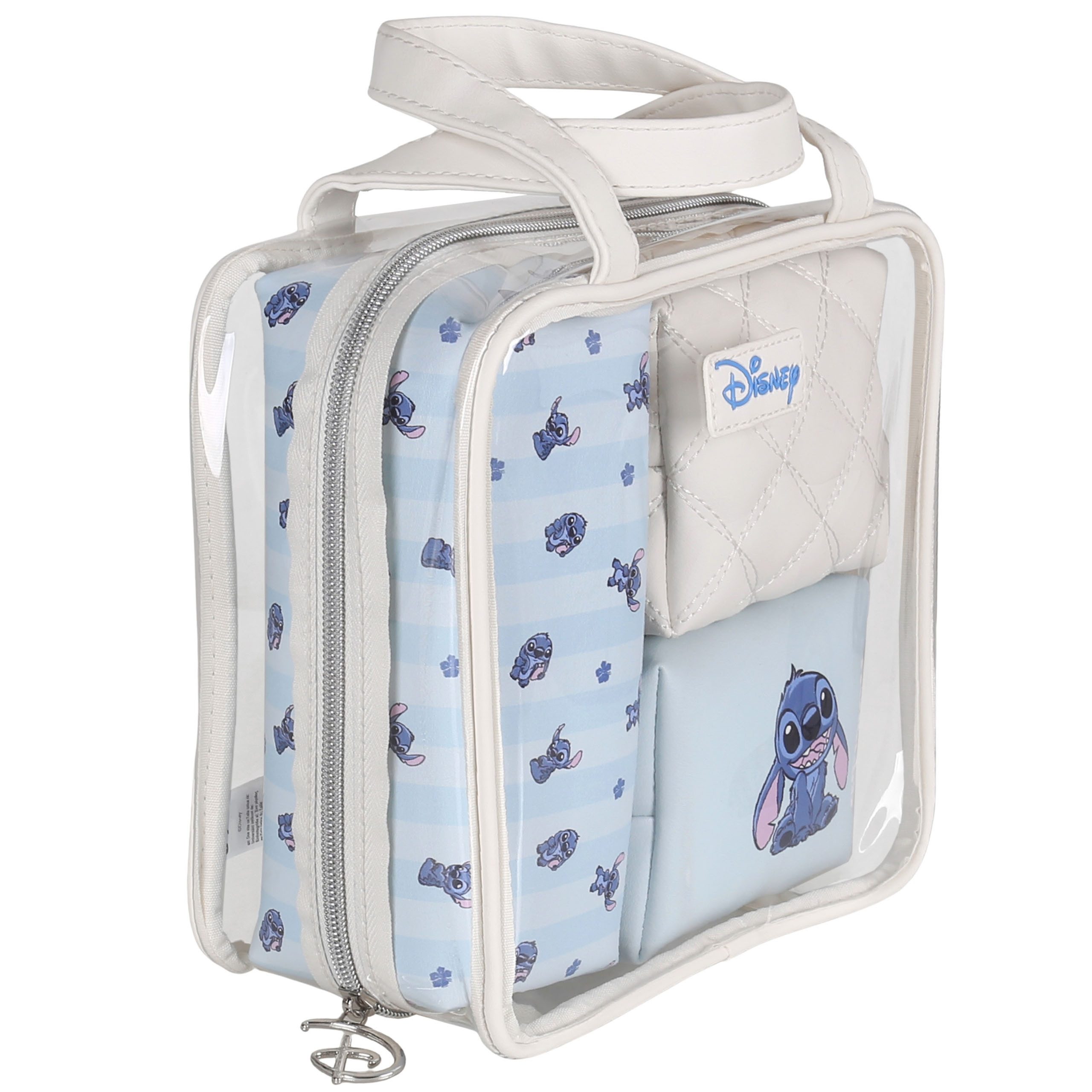 Disney Kosmetiktasche DISNEY Stitch Kosmetiktaschen Set 4 Stück Beige Blau Reißverschluss