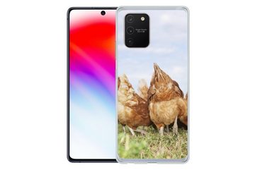MuchoWow Handyhülle Hühner auf dem Feld, Phone Case, Handyhülle Samsung Galaxy S10 Lite, Silikon, Schutzhülle