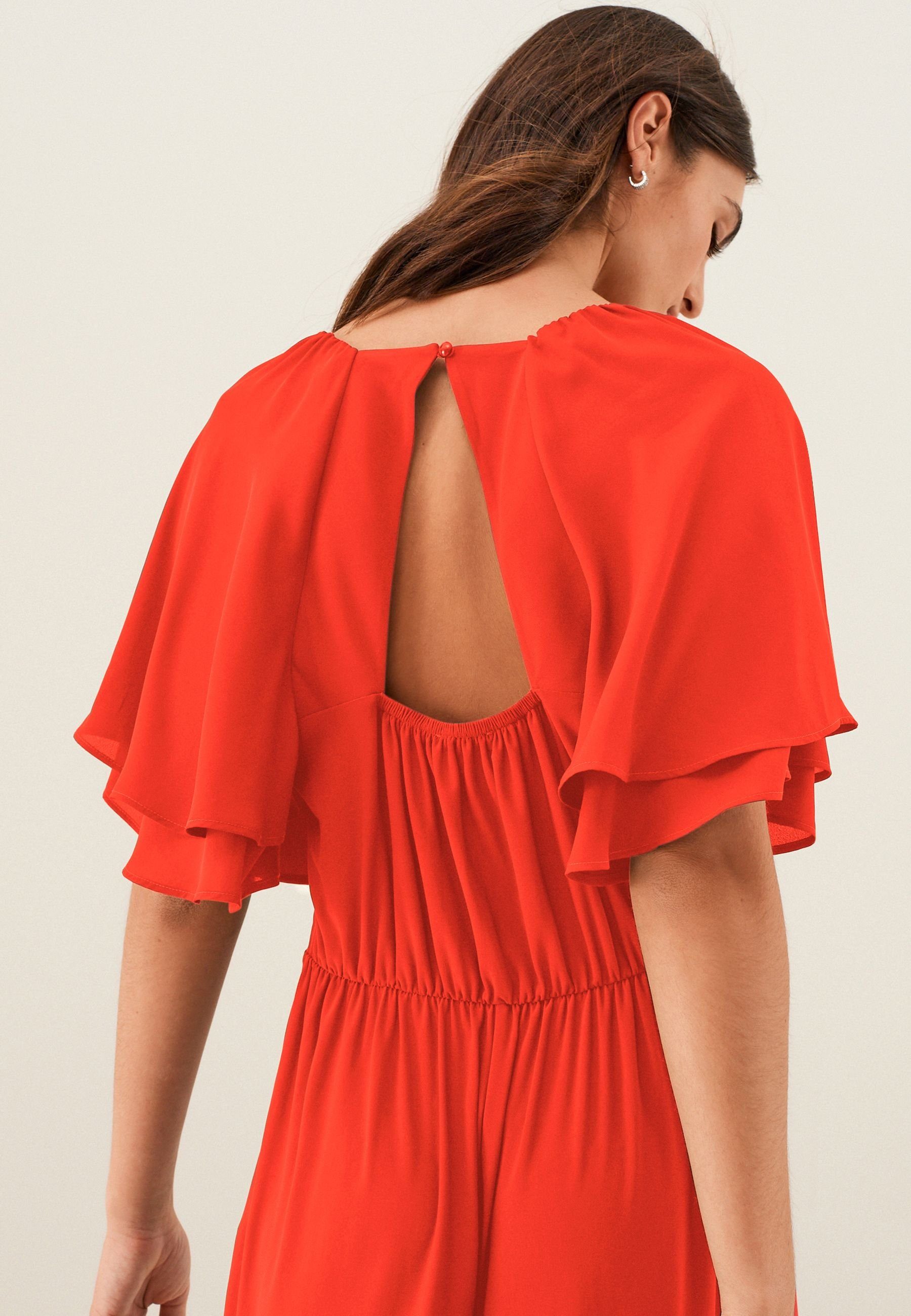 Next Jumpsuit Jumpsuit mit V-Ausschnitt und Trompetenärmeln (1-tlg)