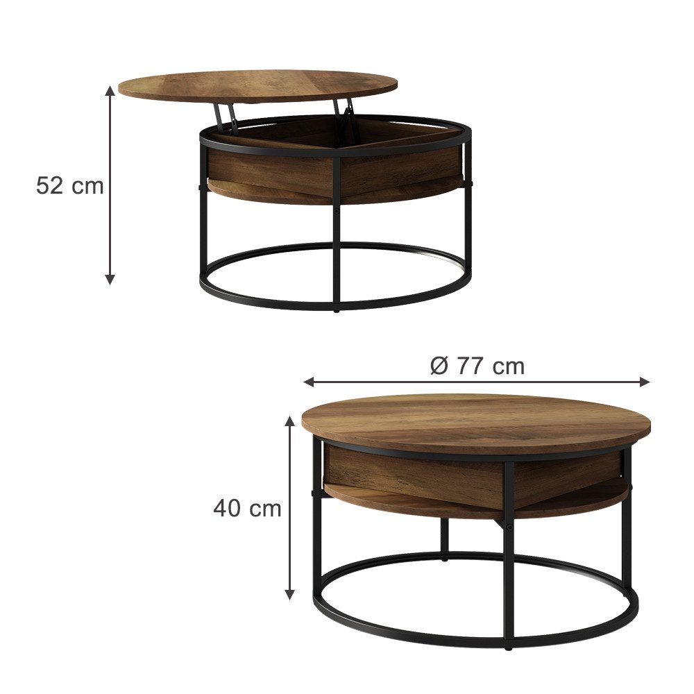 Vicco Couchtisch Marlo, Holz/Schwarz, 77 x günstig online kaufen