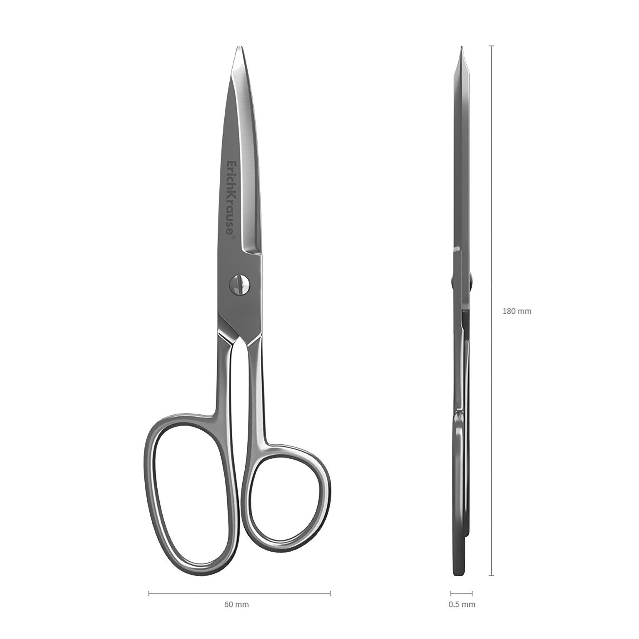 Erich Krause Papierscheren, Schere 18cm rostfrei Edelstahl 4D Klingen ergonomisch 1 Stück