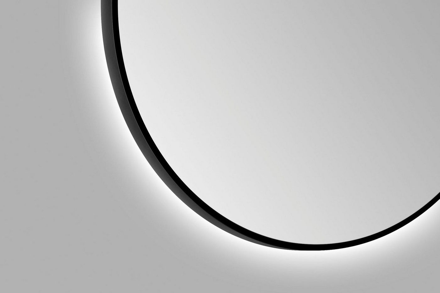 Talos Dekospiegel, rund, mit indirekter LED Beleuchtung in schwarz matt Ø 100 cm-kaufen