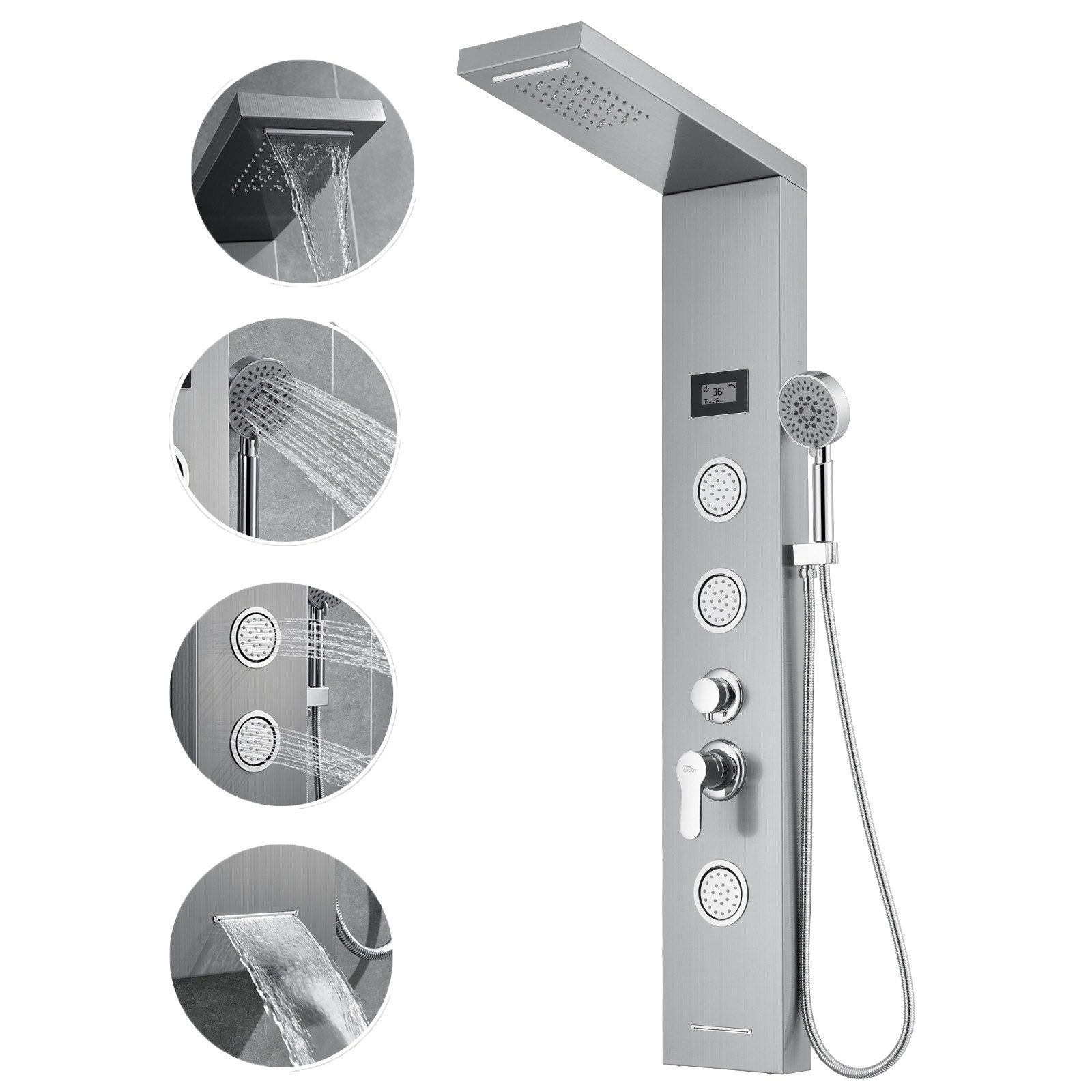 Auralum Duschsystem 5-Funktion LED Duschpaneel Badezimmer günstig online kaufen
