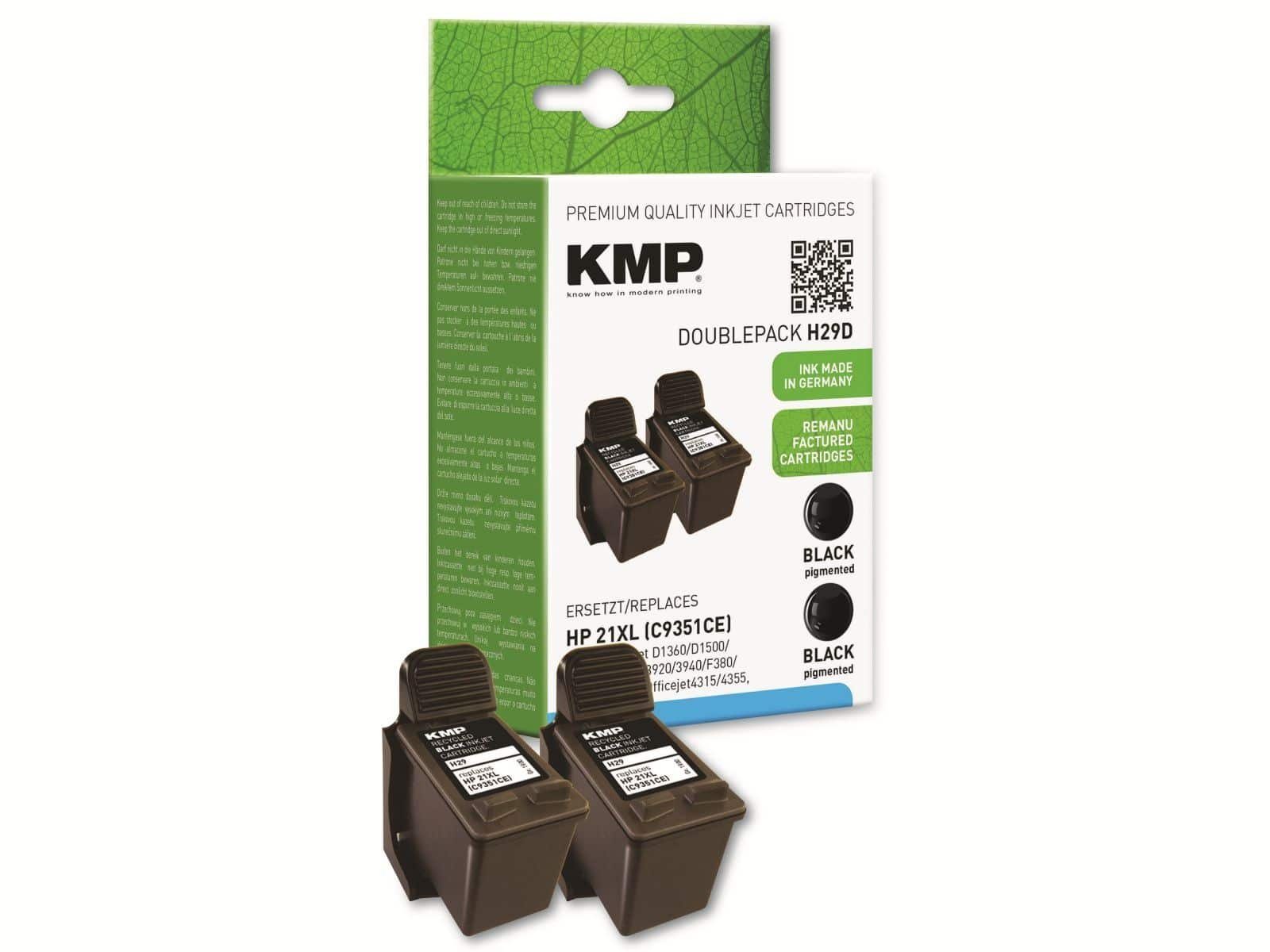 KMP KMP Tintenpatronen-Set kompatibel für 2x HP 21XL Tintenpatrone