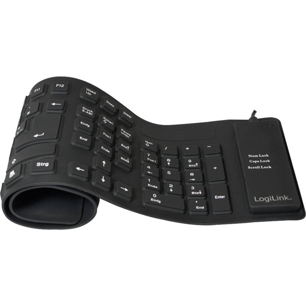 LogiLink flexible USB-Tastatur ID0019A Tastatur (Faltbar, Spritzwassergeschützt, Staubgeschützt)
