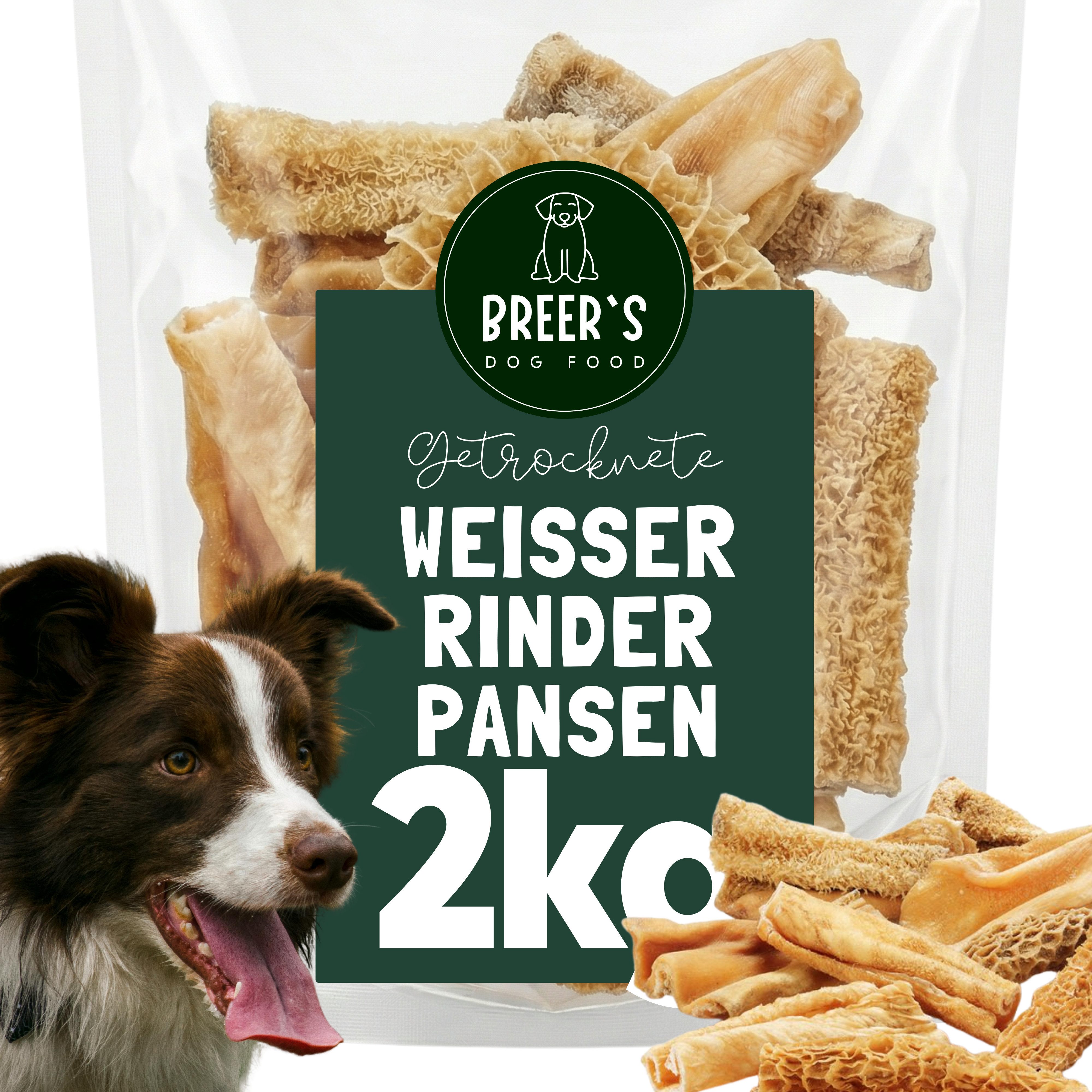 Breers Pet Food Rinderpansen Weiß Hundeleckerli Hundesnack, Snack für: Hunde, Naturkauartikel, Leckerli getreidefrei, Kausnack zuckerfrei
