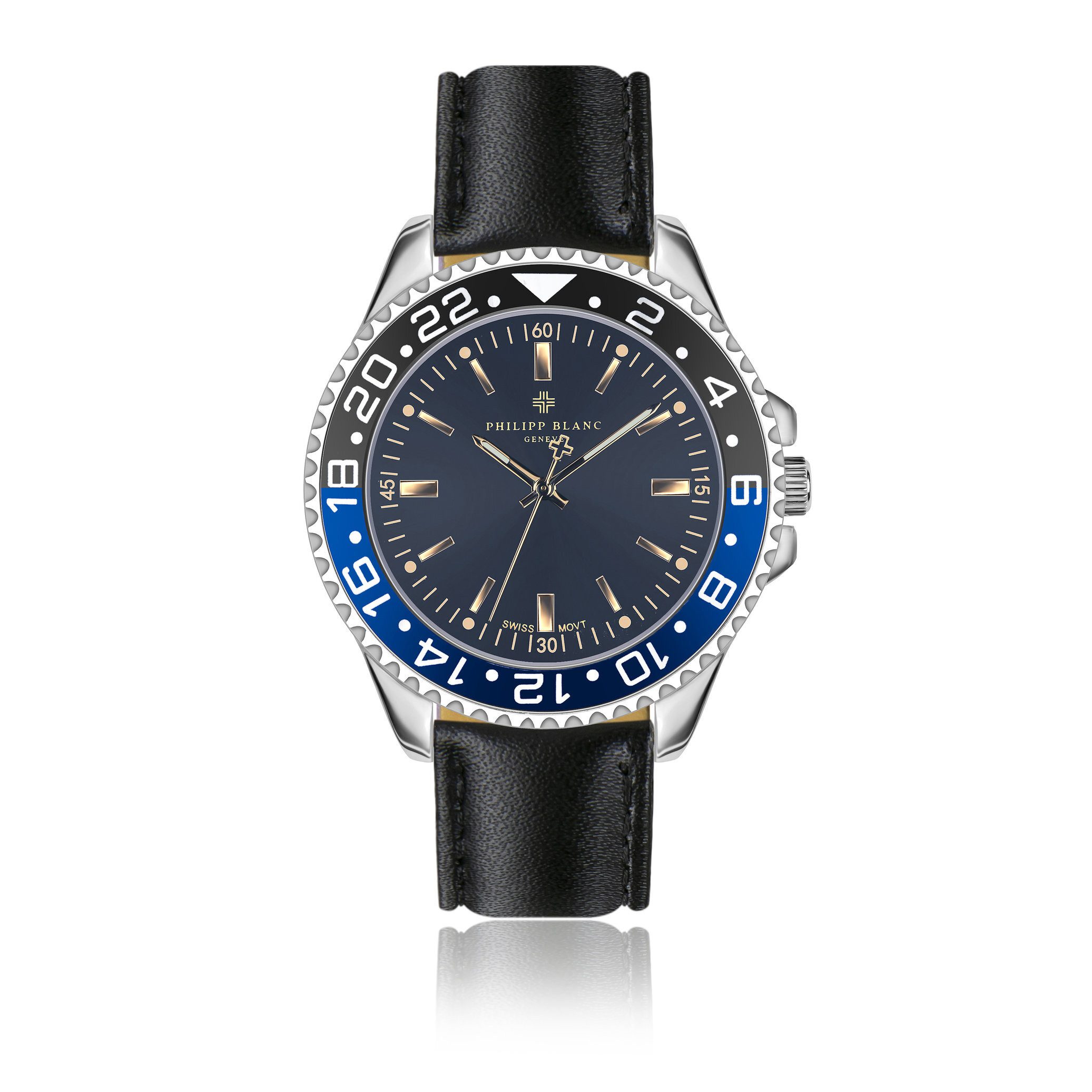 PHILIPP BLANC Quarzuhr PD3-S010S Bulle Black Padded and stitched smooth