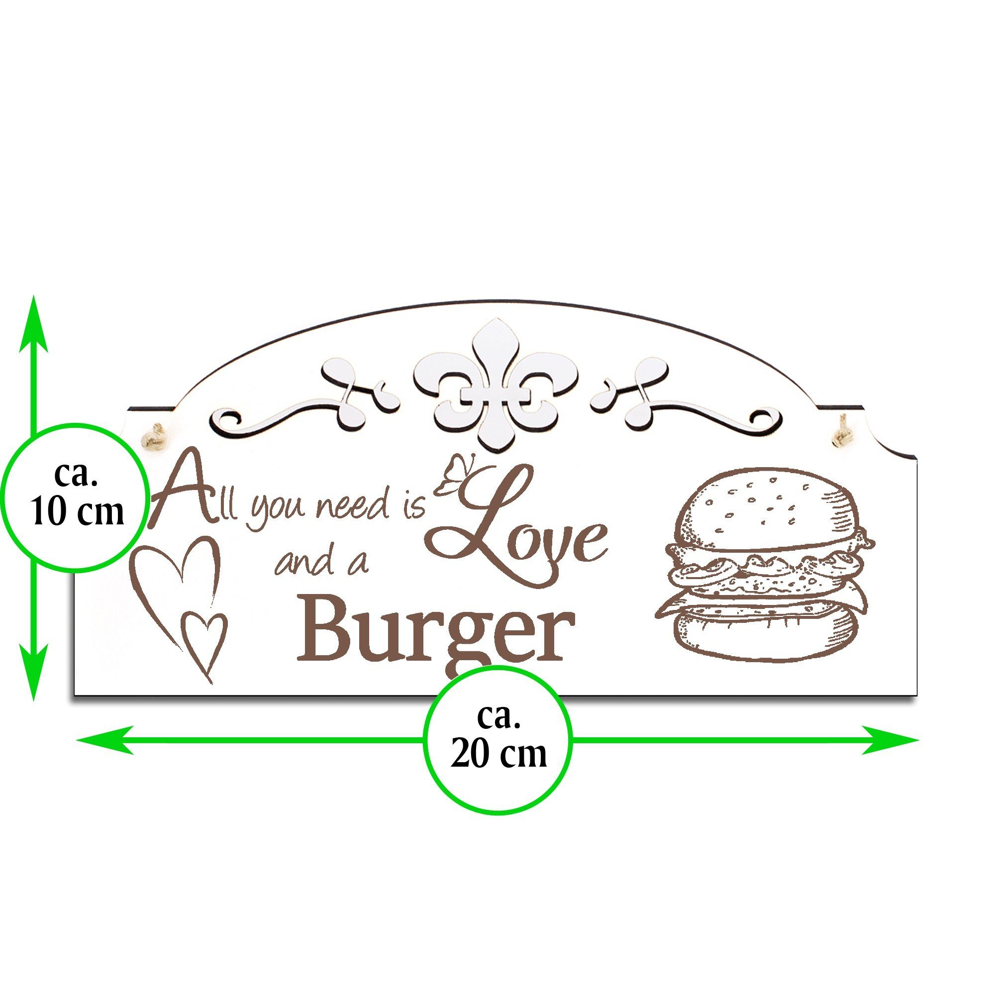 is 20x10cm Hängedekoration Love Dekolando Burger Deko All you need