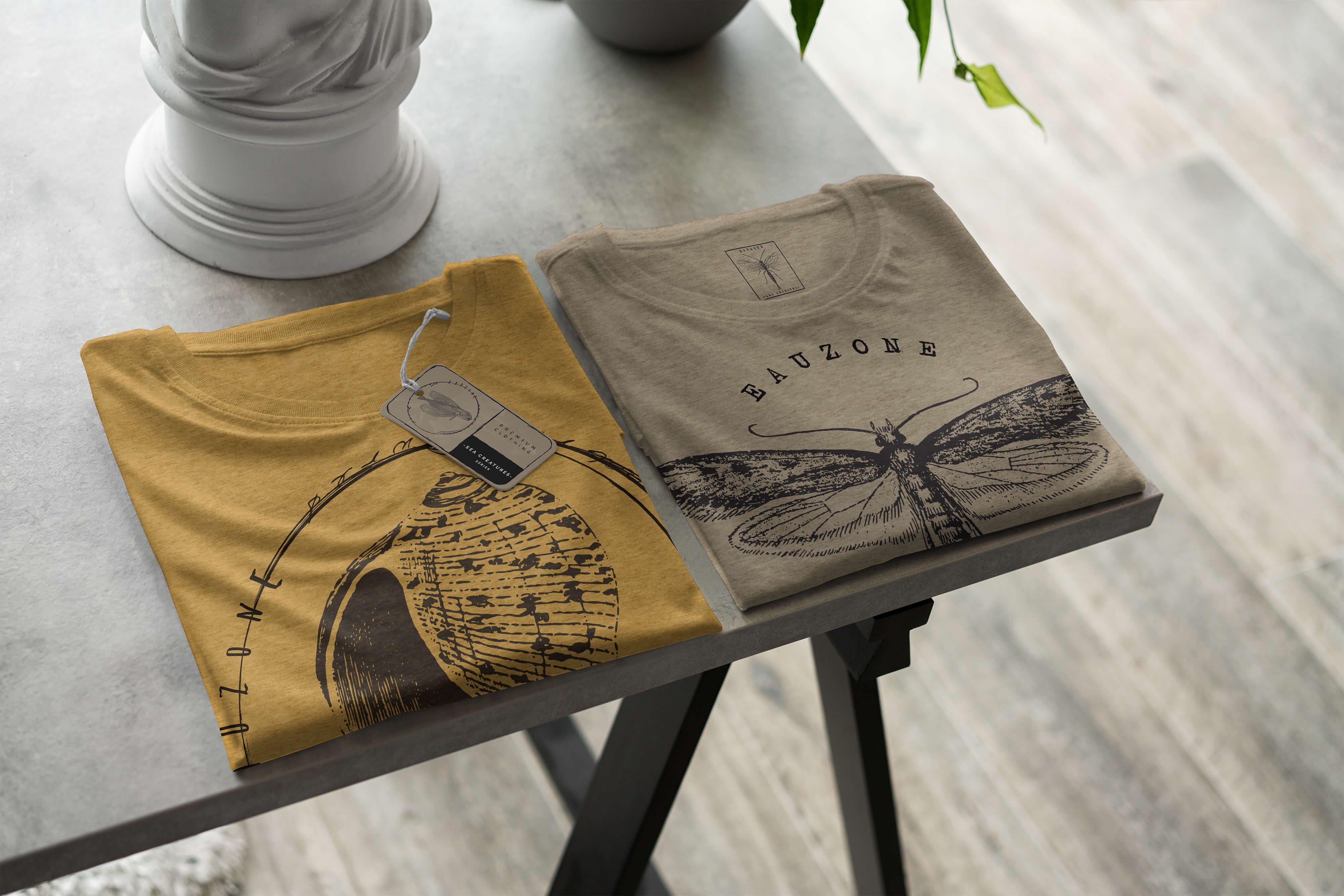 Sinus Art Schnitt und Gold / 057 T-Shirt Struktur Fische Antique feine Serie: - Sea sportlicher T-Shirt Tiefsee Sea Creatures