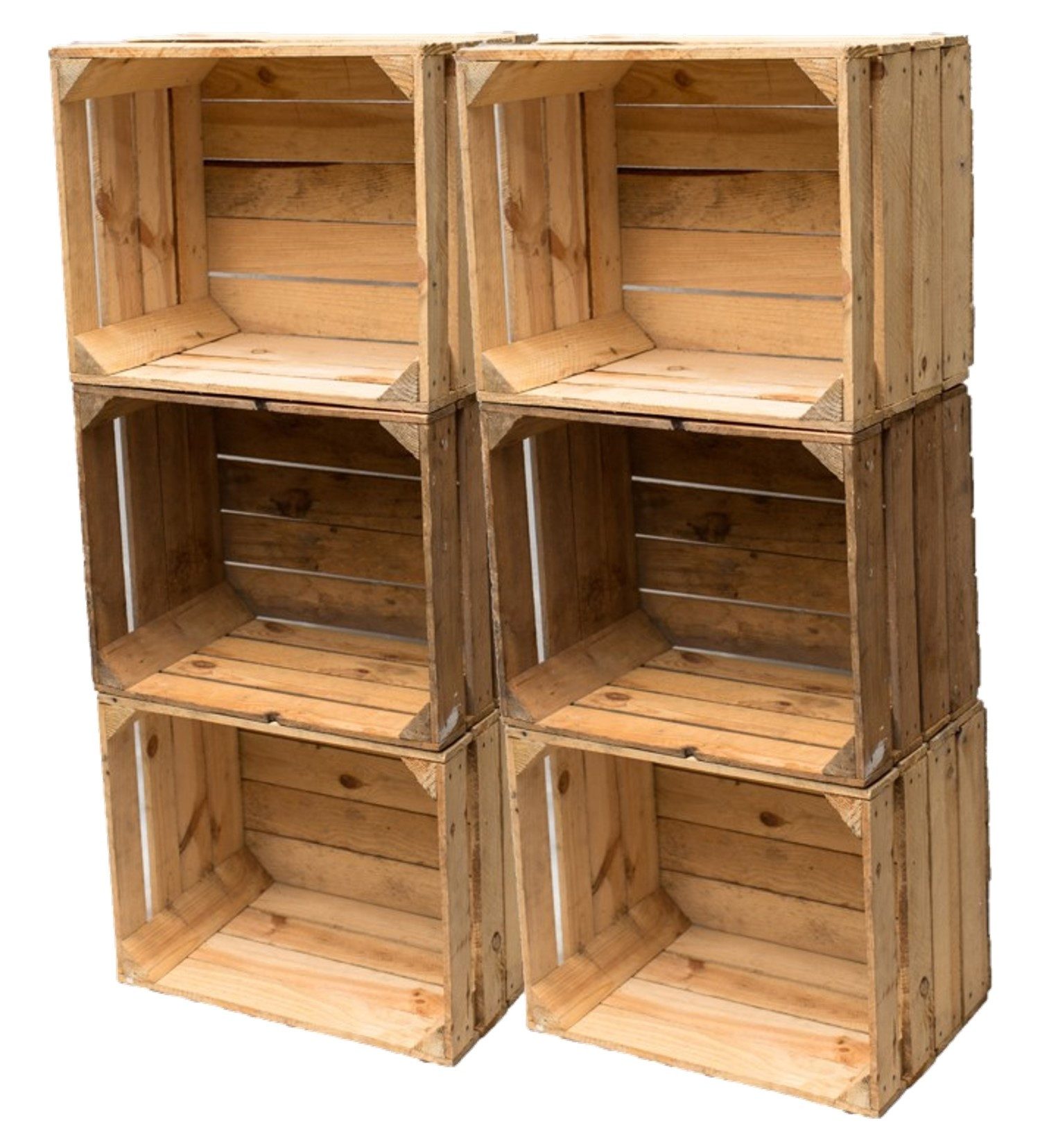 Teramico Übertopf 6er Set Holzkisten Vintage Natur 50x40x30 gebraucht Obstkisten Regal, Vintage Obstkiste