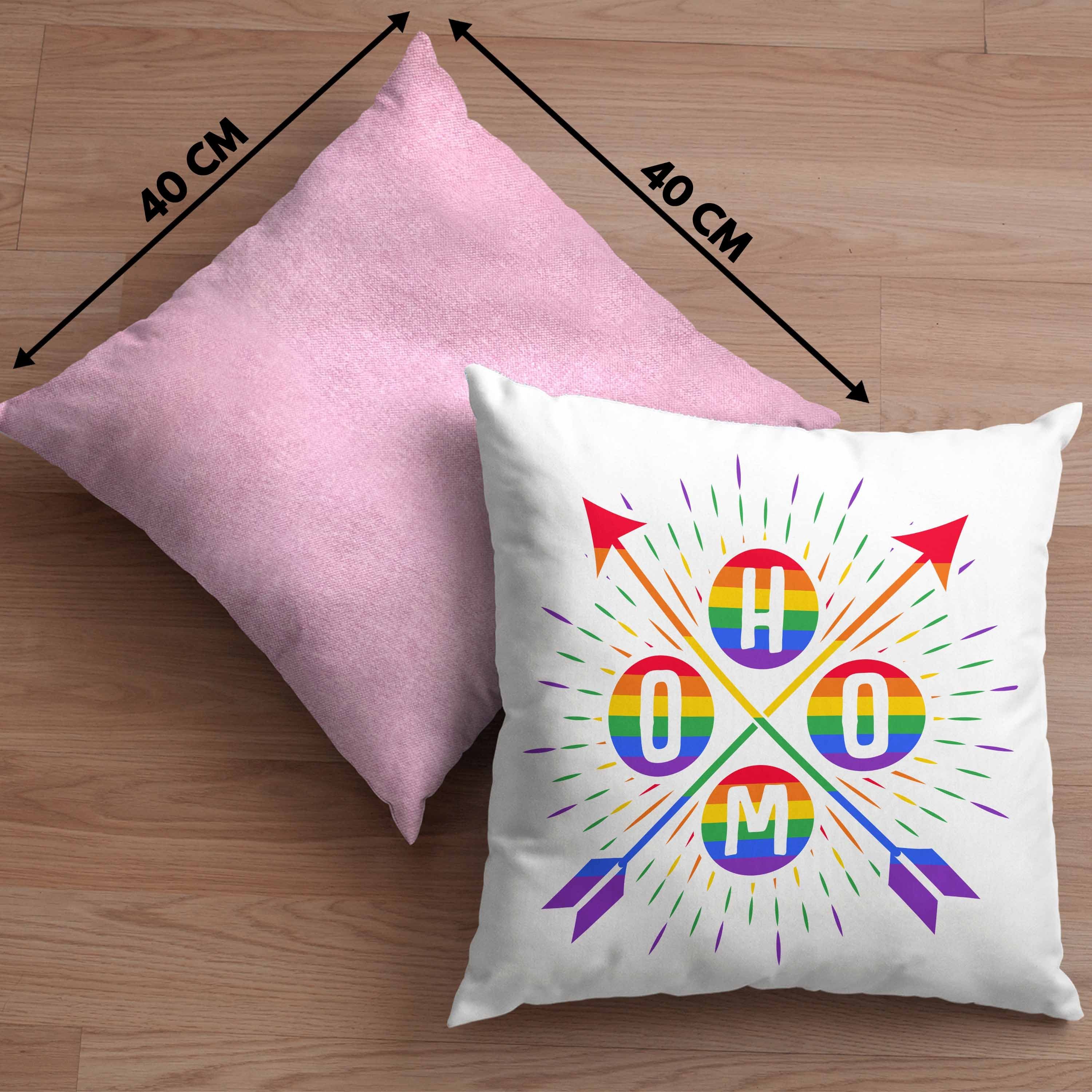 Trendation Dekokissen Trendation LGBT - Rosa Lustige Regenbogen für Füllung mit Kissen 40x40 Schwule Transgender Geschenk Lesben Dekokissen Grafik Homo Herzschlag Regenbogen