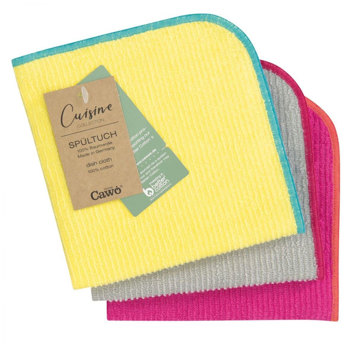 Cawö Reinigungsbürste Spültuch Trio Lemon / Pink (30x30 cm) (3-teilig)