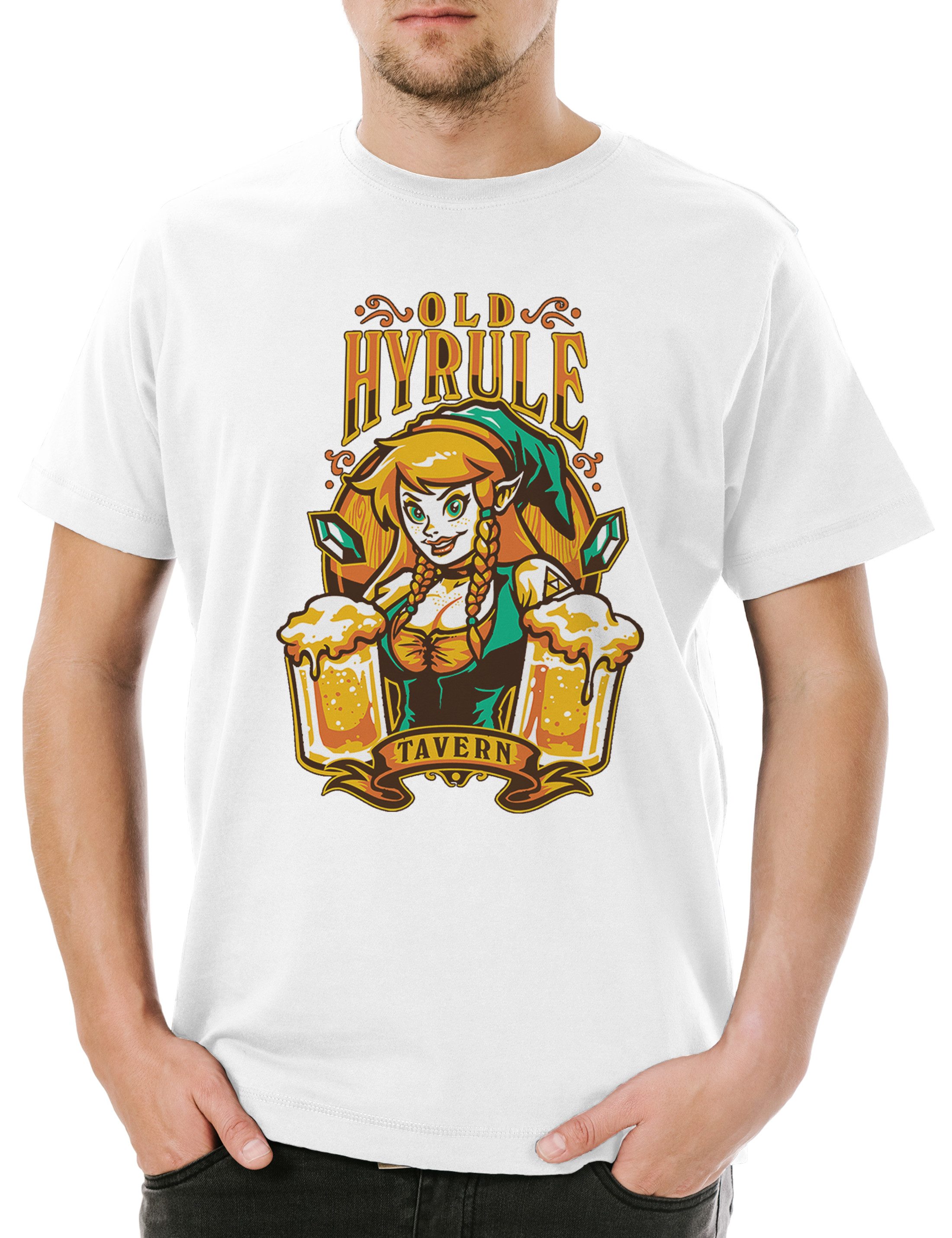 Urban Backwoods Print-Shirt Old Hyrule Tavern I Herren T-Shirt Link Adventure Legend Game Retro (1-tlg) Zelda Triforce Logo Symbol