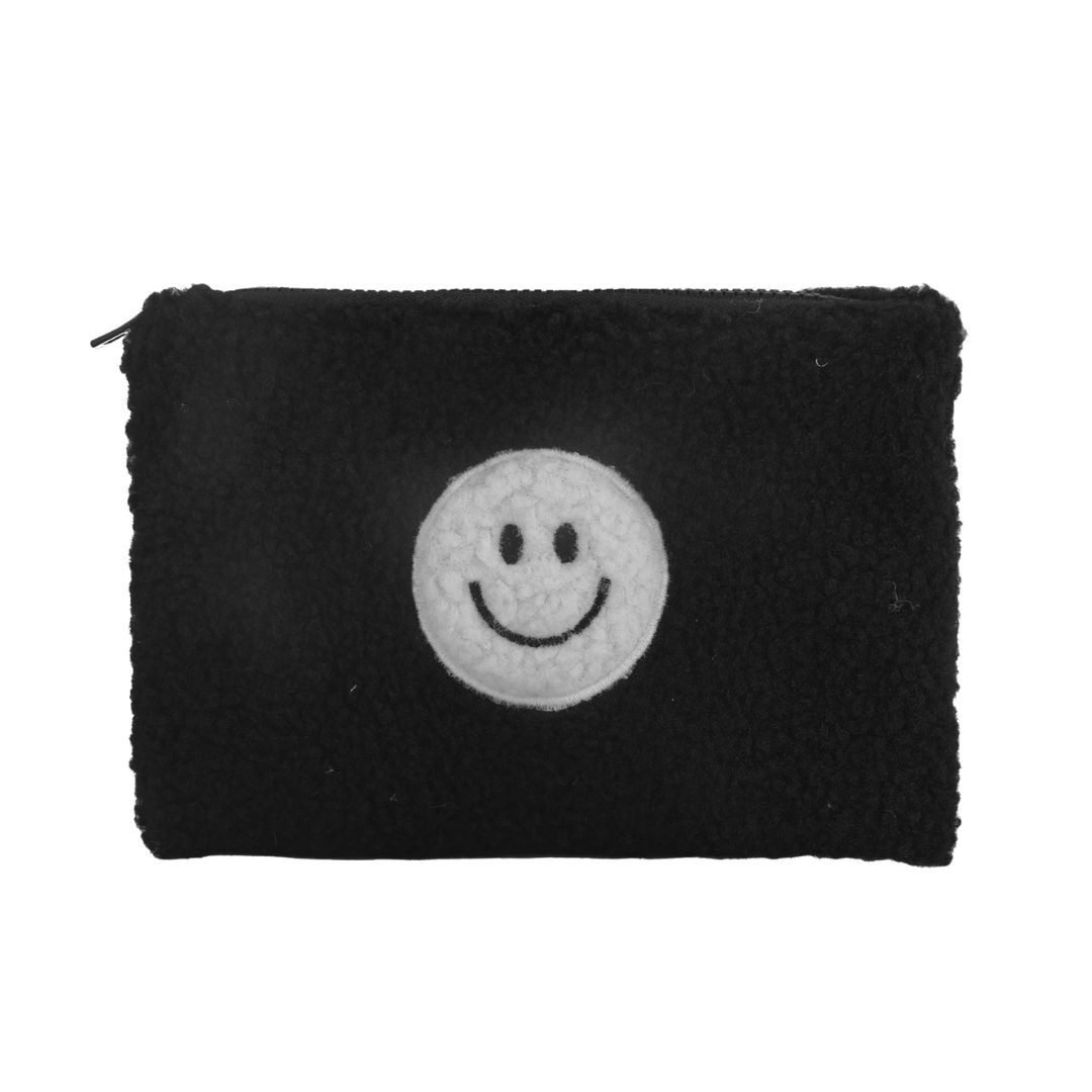 suebidou Kosmetiktasche Make Up Tasche mit Teddyfell und Smily Kulturtasche Etui für Damen, Teddyfell, modische Farben