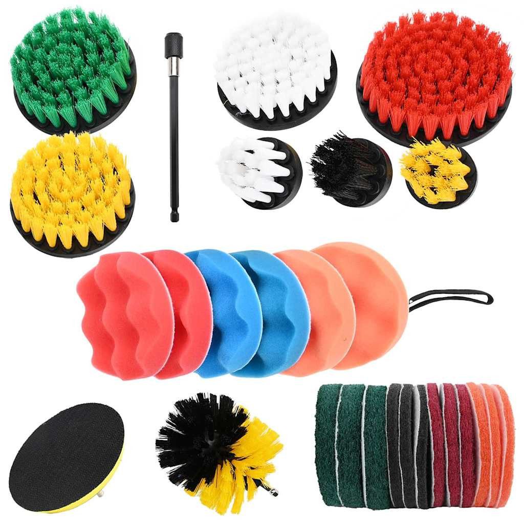 vidaXL Reinigungsbürsten-Set Auto Bürsten Set Mehrfarbig Poly-Rattan, (28-tlg)