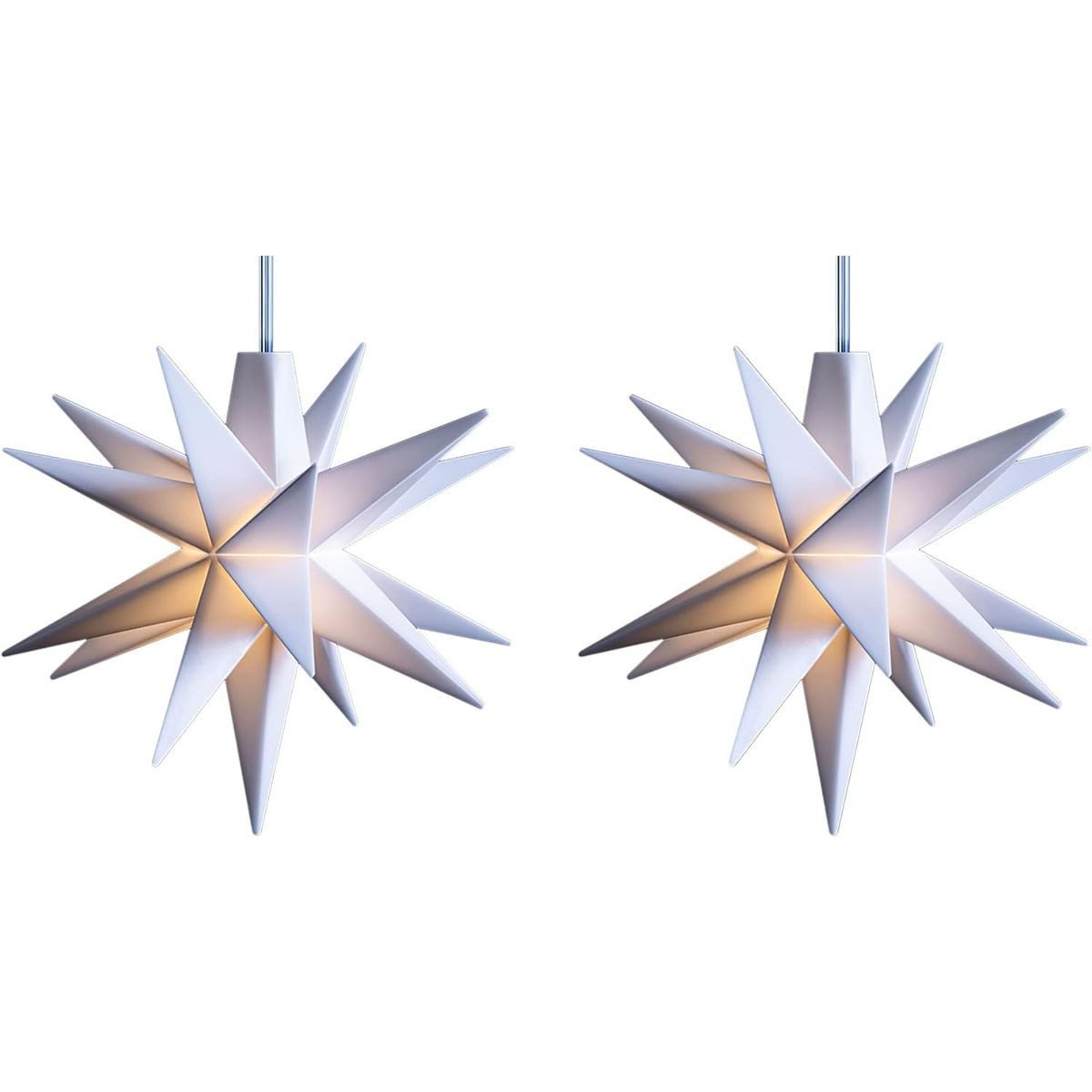 Novaliv LED Dekolicht 7752-2x, 2x Weihnachtssterne LED Dekostern Klein 12cm WEISS mit Batteriefach fü