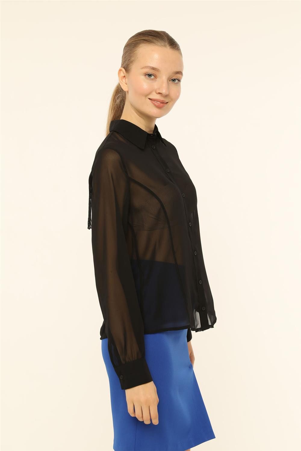 HomeStore Hemdbluse Chiffon-Hemd mit Fransenrücken günstig online kaufen