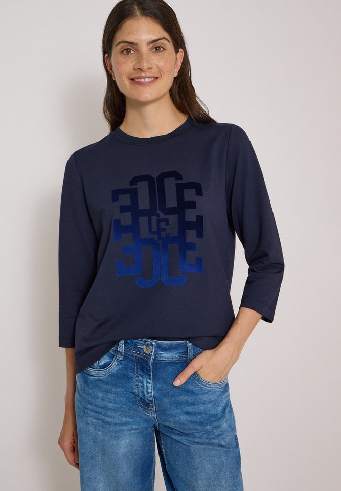 CECIL 3/4-Arm-Shirt mit Rundhals und Wording