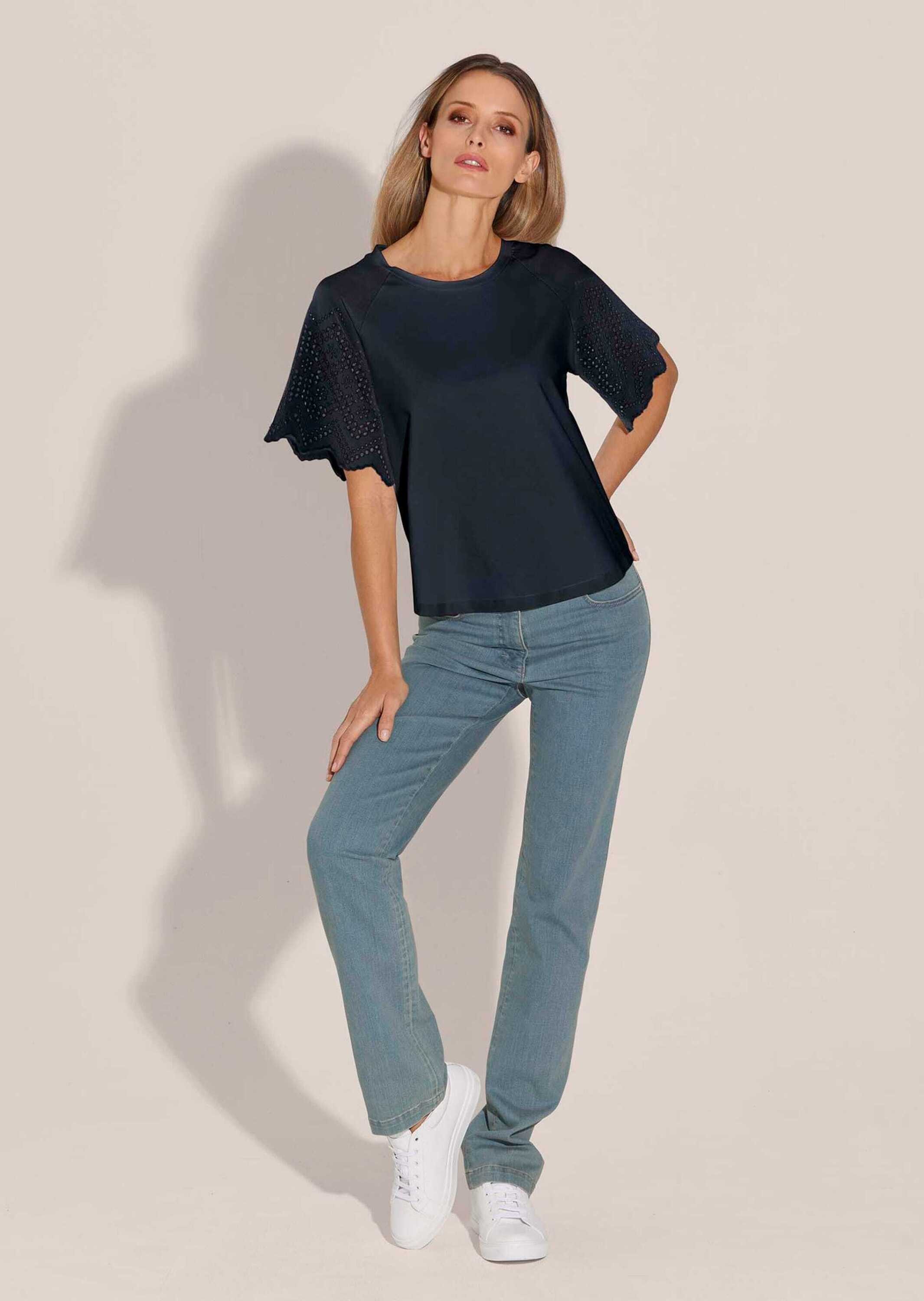 MADELEINE Shirtbluse Kurzes Blusen-Shirt im Material-Mix günstig online kaufen