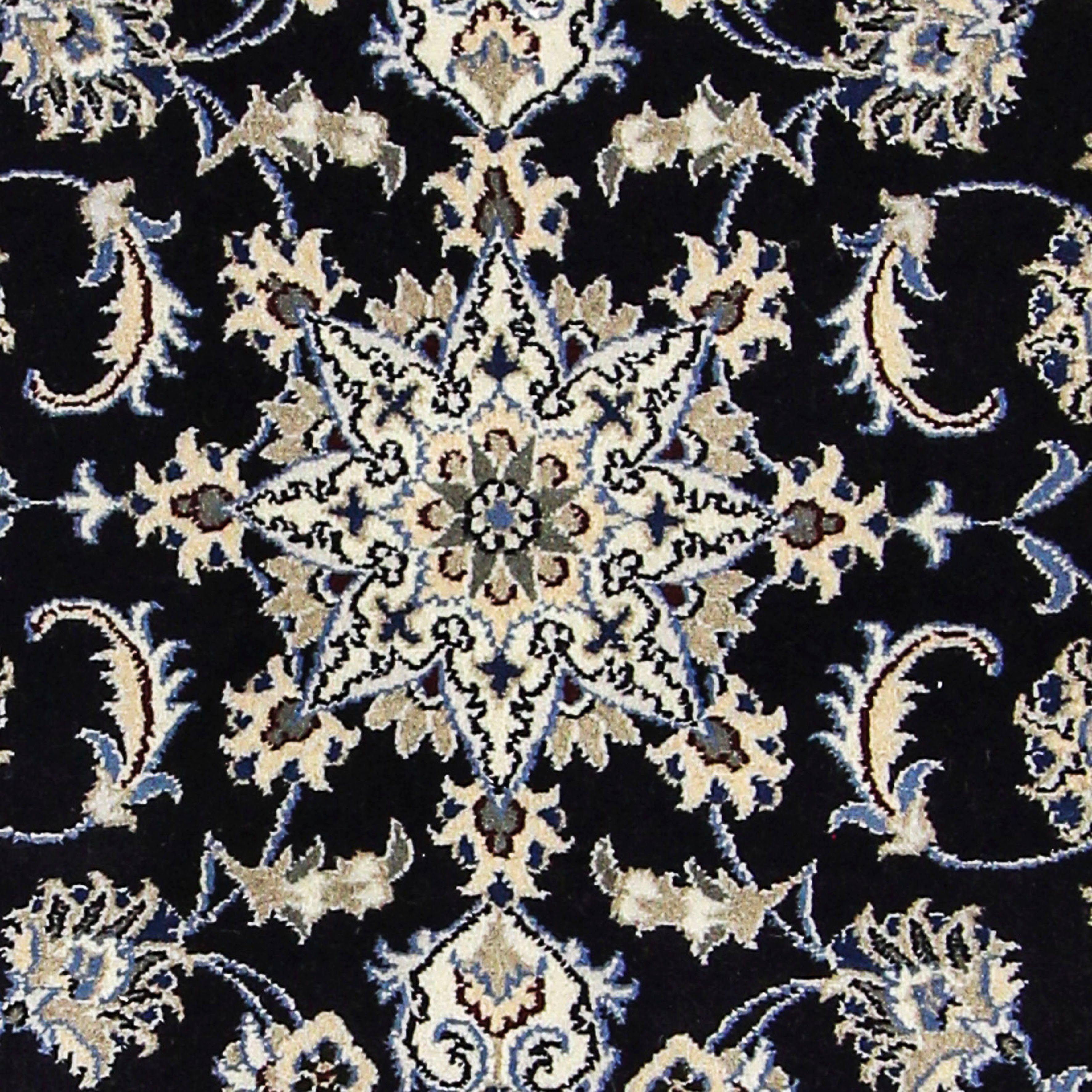 morgenland, Perser Handgeknüpft, - Nain - Höhe: Orientteppich Zertifikat x dunkelblau, mit mm, Einzelstück 12 cm Wohnzimmer, rechteckig, 290 - 80