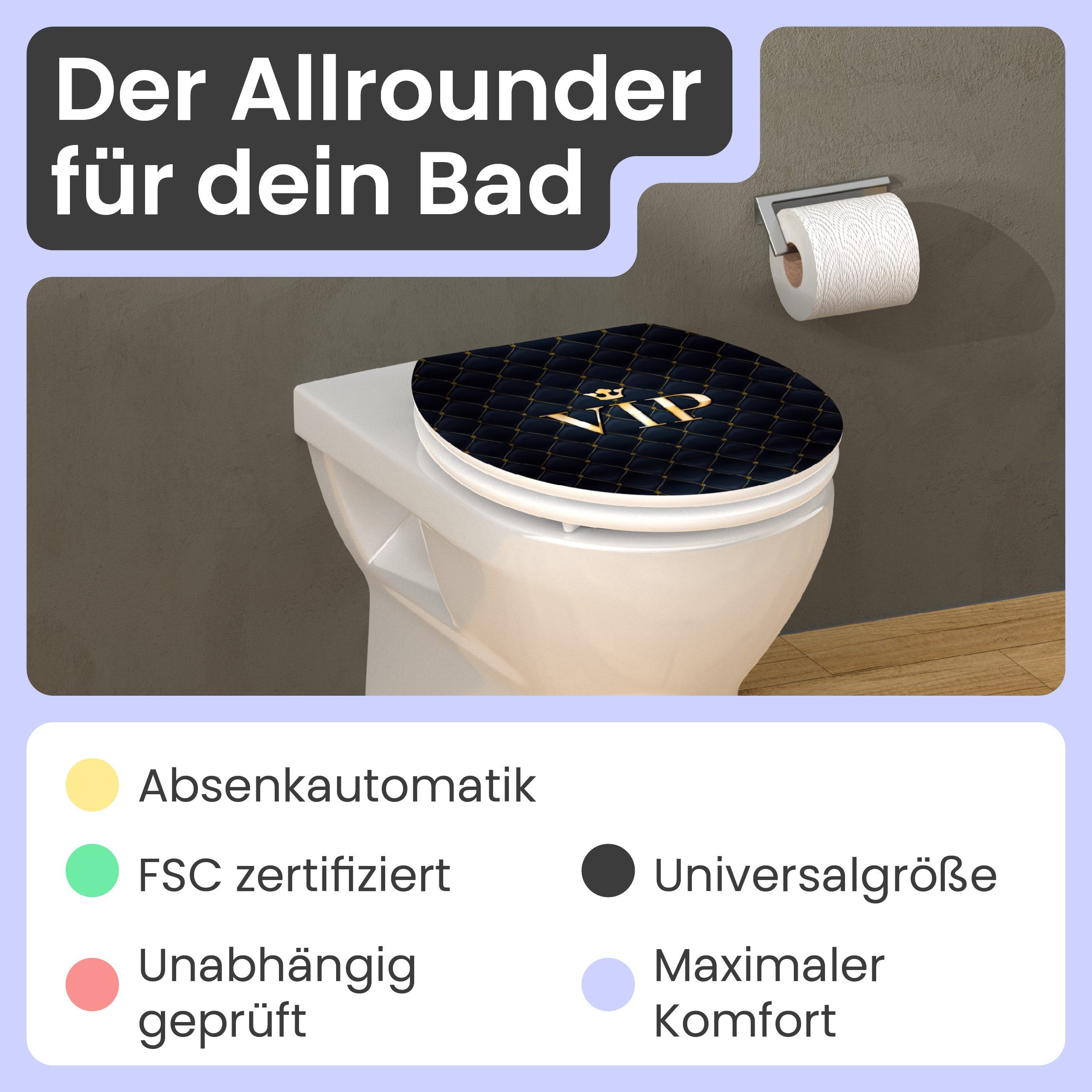 instmaier WC-Sitz Gaia Holz Toilettendeckel, VIP-Chesterfield-Muster, günstig online kaufen