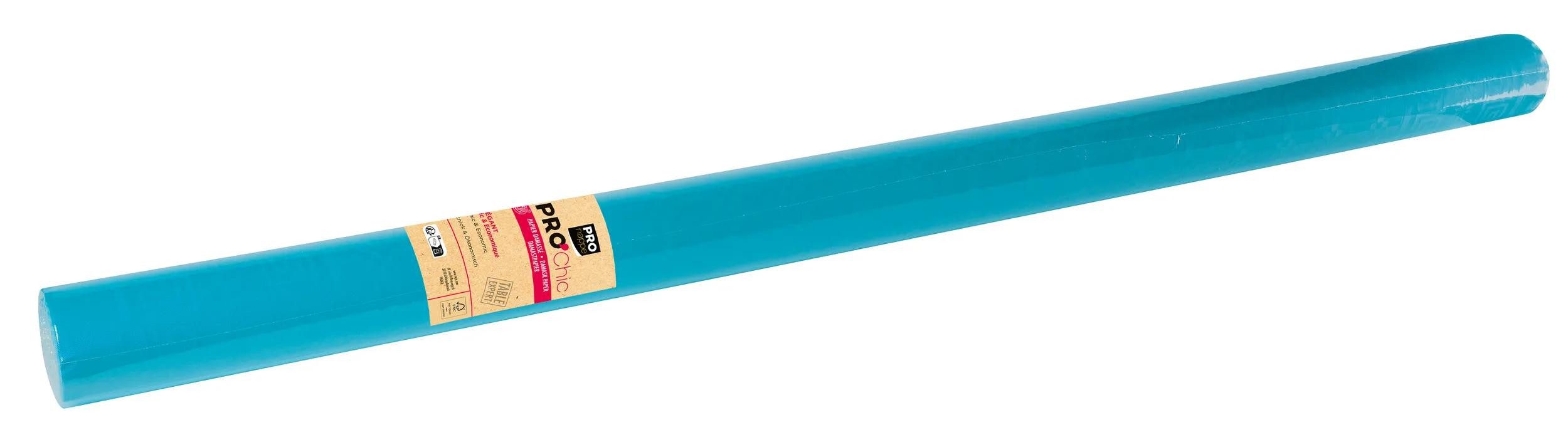 PROnappe Tischband 6x Papiertischdecke auf Rolle Damastprägung 1,18x25m Türkis R482539I, Nappes rouleaux papier damassé