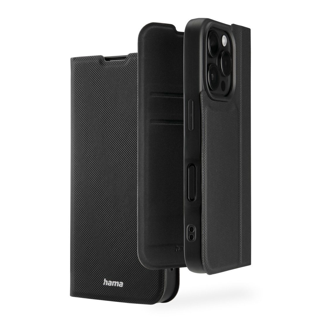 Hama Smartphone-Hülle Handytasche Booklet für Apple iPhone 16 Pro mit Kartenfächer, Schwarz, Standfunktion, Kartenfächer
