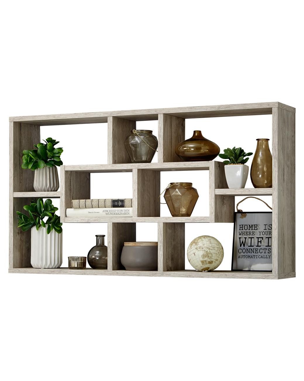 PREISBRECHER Regal LASSE, in Sandeiche Dekor - 85x47,5x16cm (BxHxT)