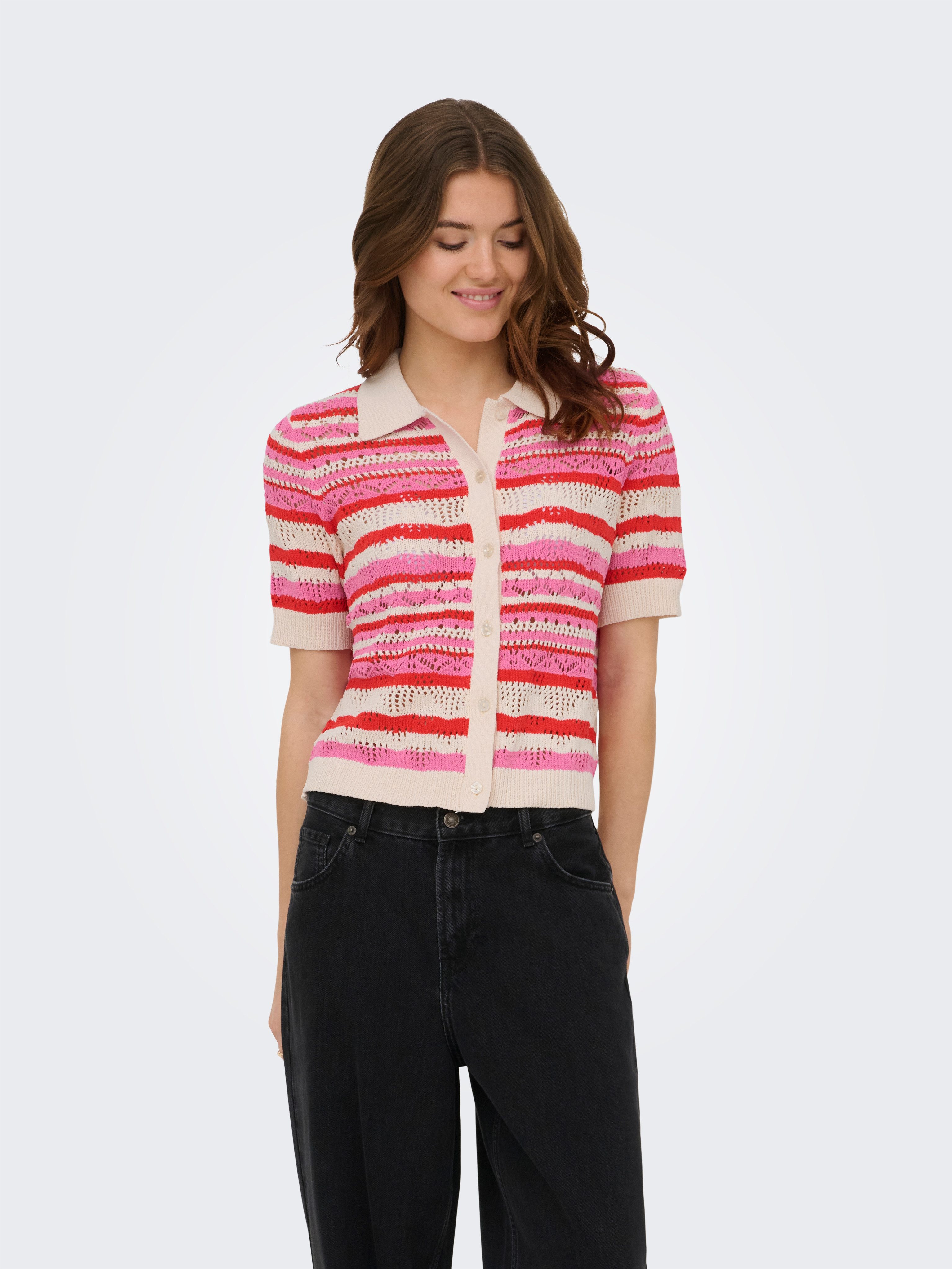 ONLY Strickjacke ONLLULA POLO S/S CARDIGAN KNT NOOS