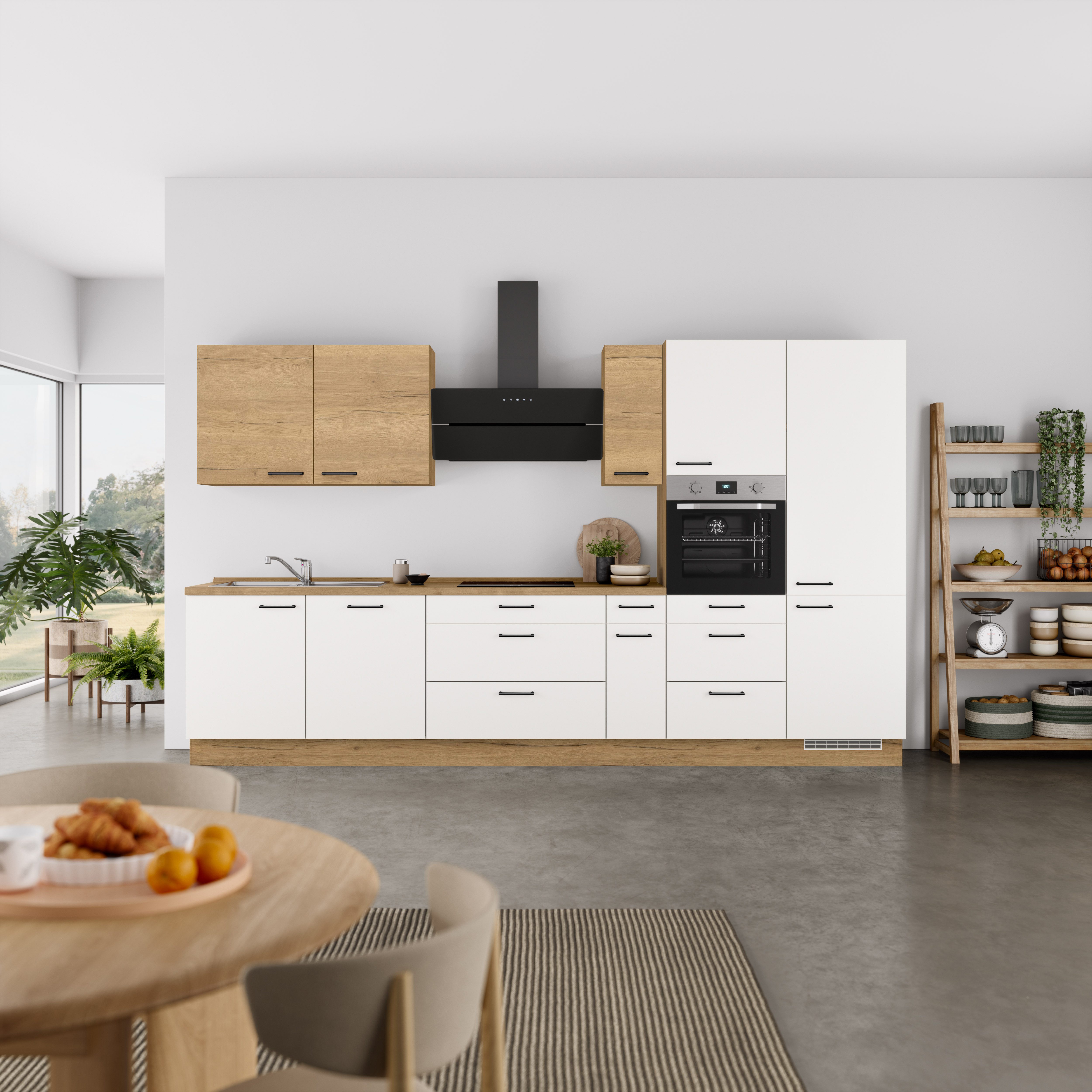 nobilia® Küchenzeile "MIAMI", NEU: individuell anpassbar mit gratis Profi-Beratung, vormontiert, Breite 360 cm, Ausrichtung wählbar, wahlw. mit E-Geräten