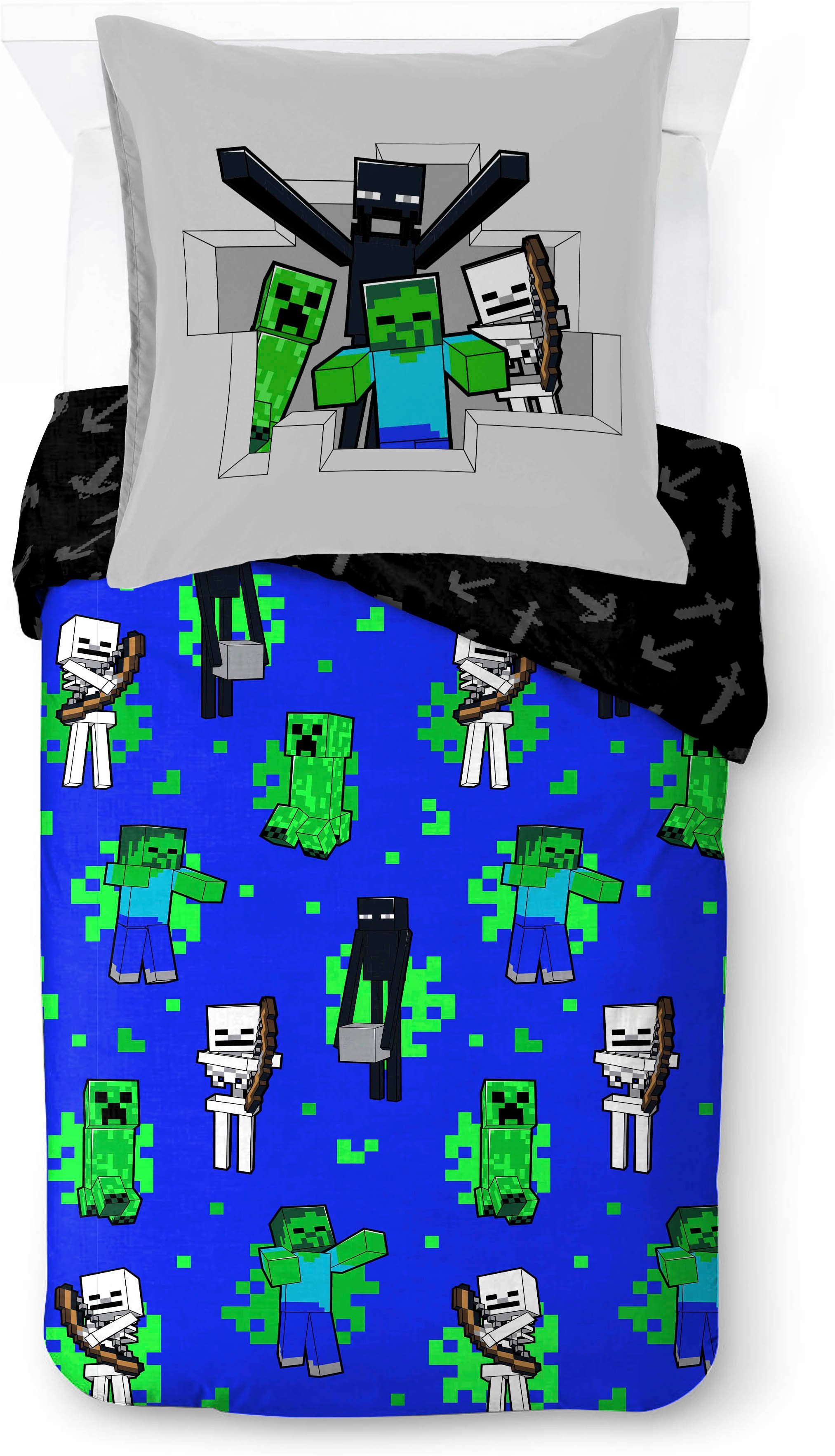 Minecraft Kinderbettwäsche Minecraft Fight Back, Linon, 2 teilig, 100% Baumwolle