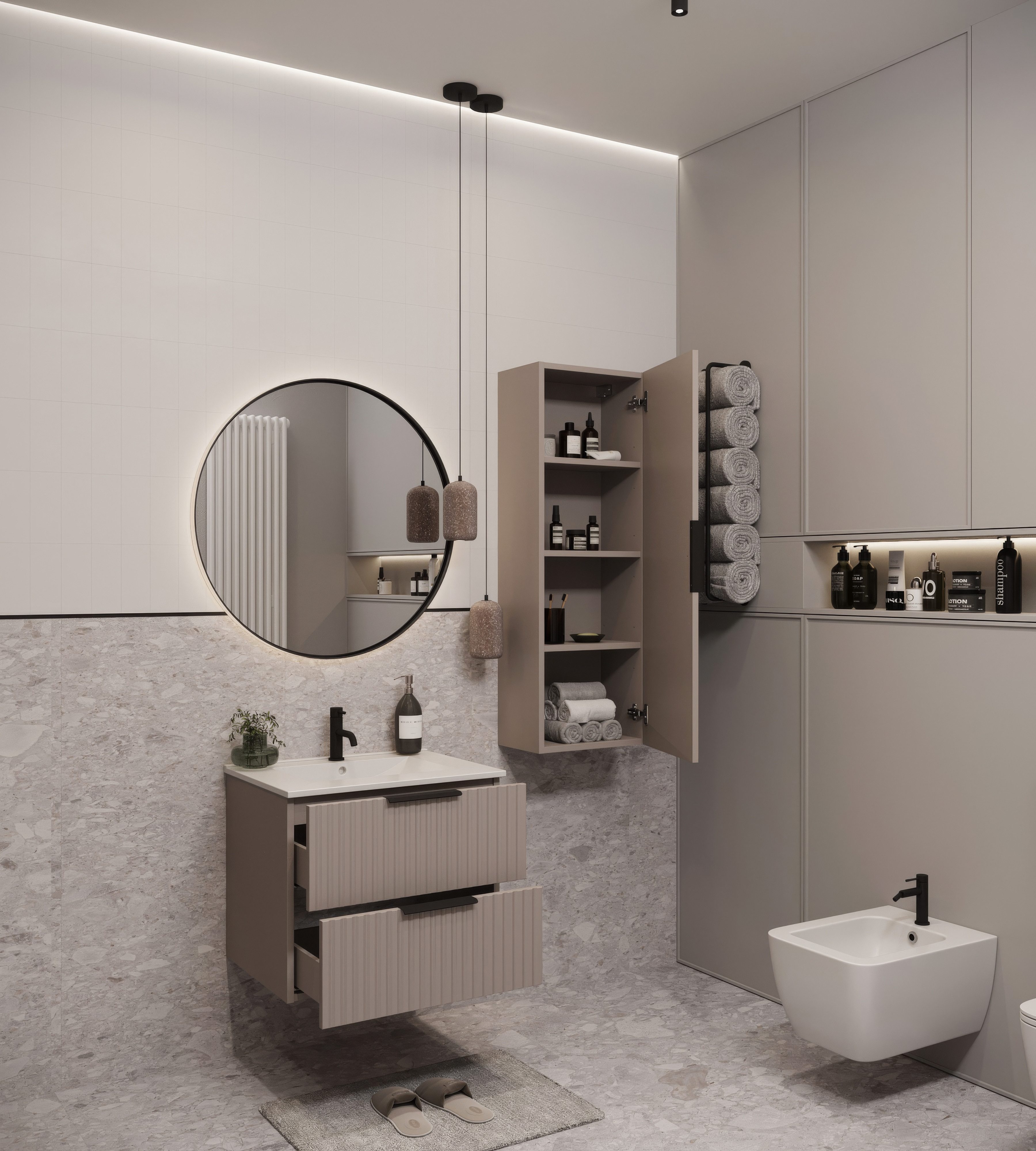 welltime Waschtisch TIBU mit Waschbecken. 2 Schubladen. 2 Breiten (60/80cm) und 4 Farben, Badschrank mit Waschbecken, Softclose, Maße B/H/T: 61/53/47 cm – Bild 5 von 5