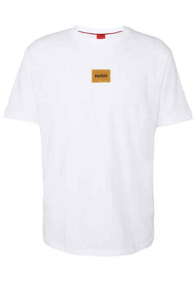HUGO Kurzarmshirt Hugo Boss Shirt Diragolino mit Label-Patch auf der Brust