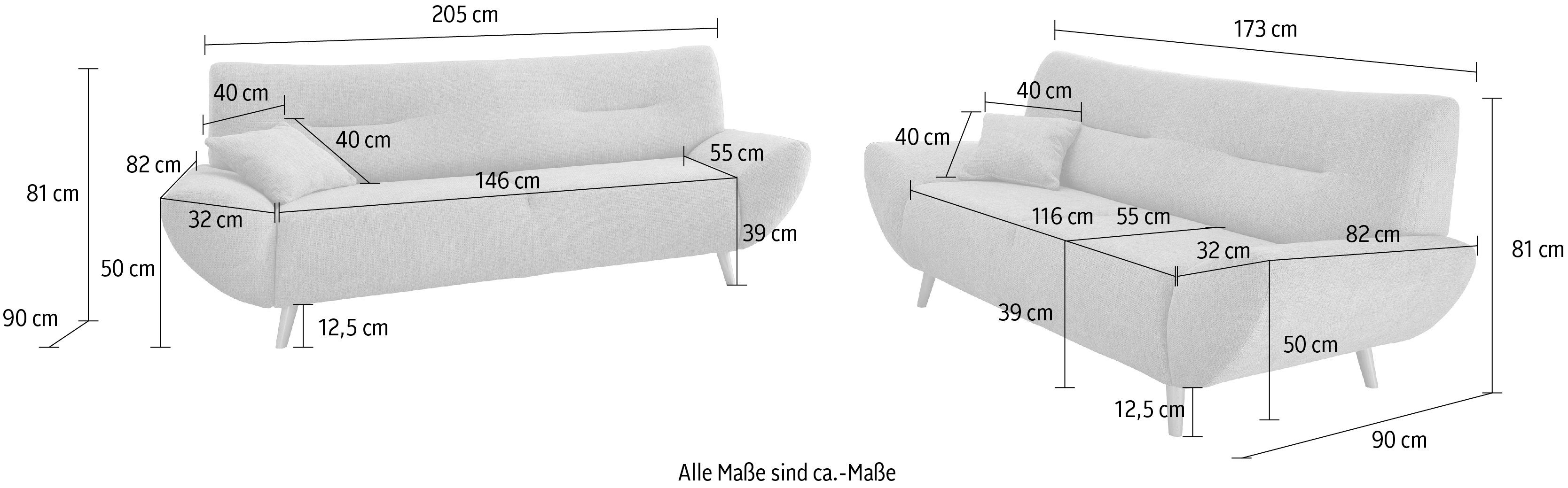 Polstergarnitur versch. (Set, 2-Sitzer), erhältlich, 3-Sitzer Drago, INOSIGN als 2-tlg., und 2 Sessel/Polsterecke Zierkissen inkl. Stoffe,