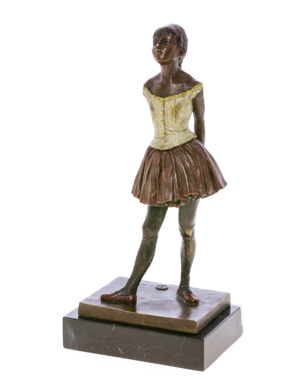 Aubaho Skulptur Bronzeskulptur Tänzerin nach Degas Ballerina Bronze coloriert antik St