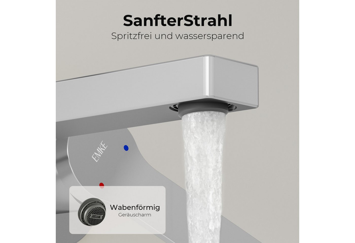 Thumbnail - EMKE Waschtischarmatur Waschtischarmatur Unterputz für Bad und Spülbecken mit Belüfter (Einhebelmischer) Ventilkern aus ...